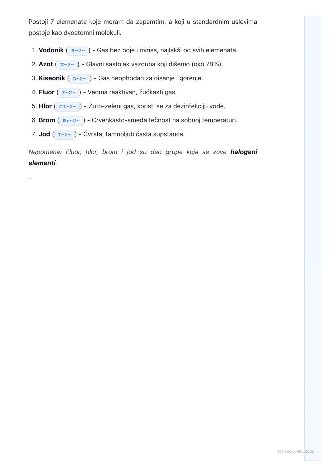 # Elementi koji se javljaju kao
molekuli

Uvod u molekule elemenata

Nisu svi hemijski elementi u prirodi sastavljeni od usamljenih, pojedin