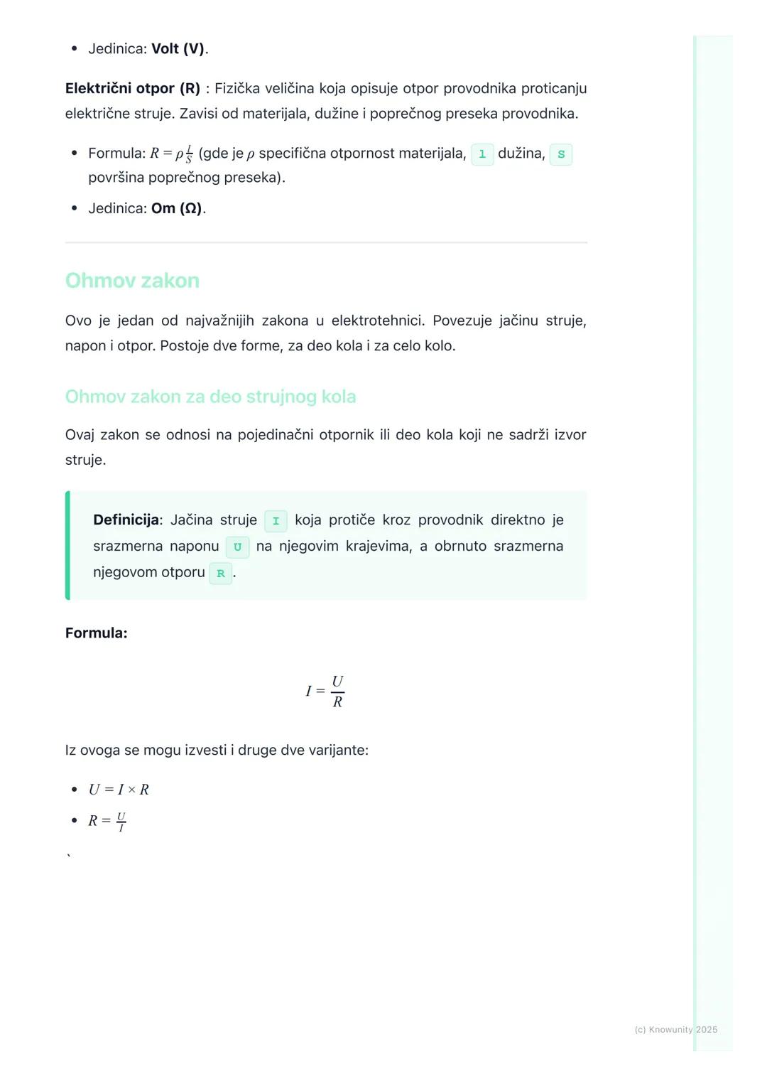 # Električna struja i Ohmov
zakon

Uvod u električnu struju

Električna struja je usmereno kretanje naelektrisanih čestica, najčešće
elektro