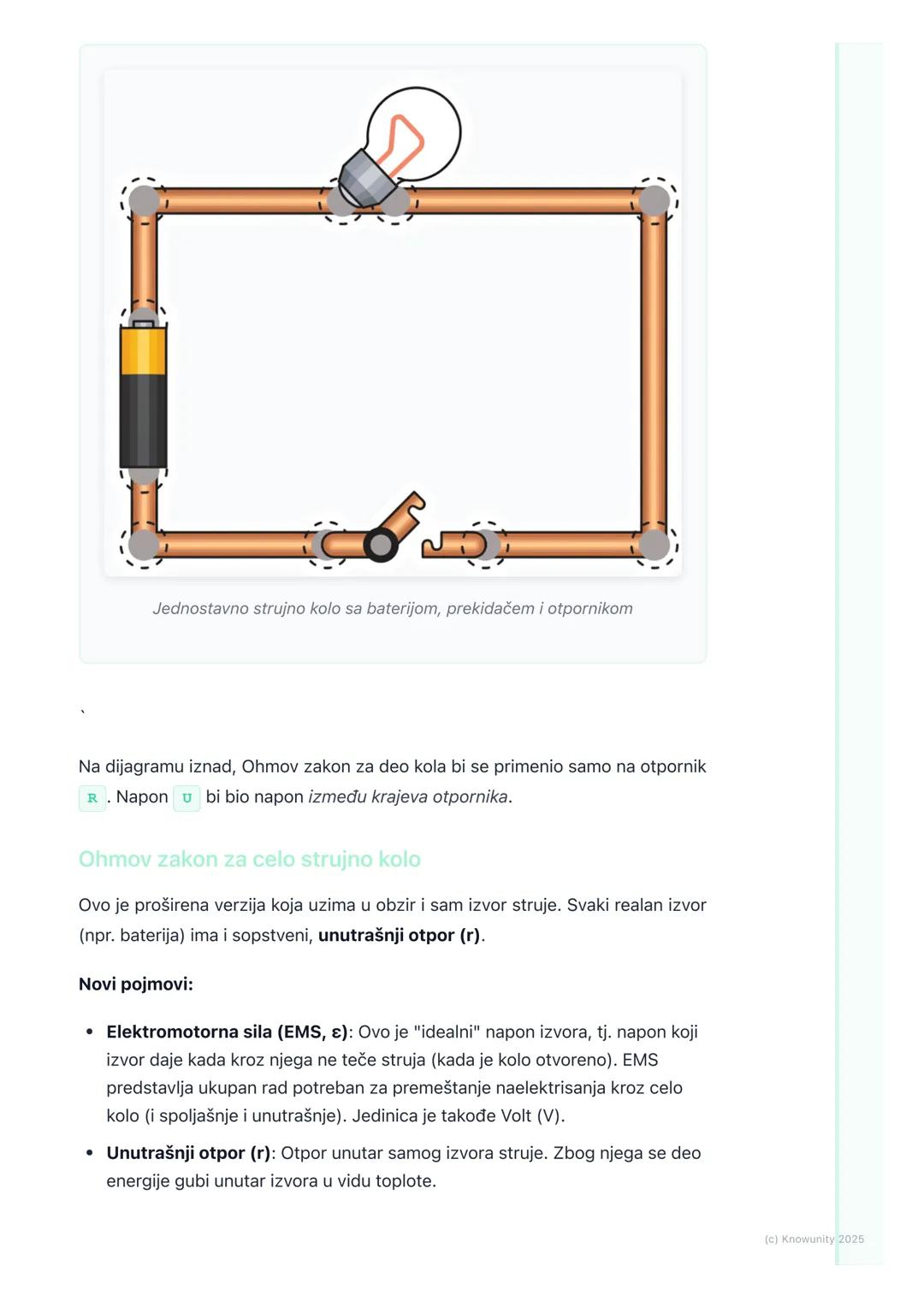 # Električna struja i Ohmov
zakon

Uvod u električnu struju

Električna struja je usmereno kretanje naelektrisanih čestica, najčešće
elektro
