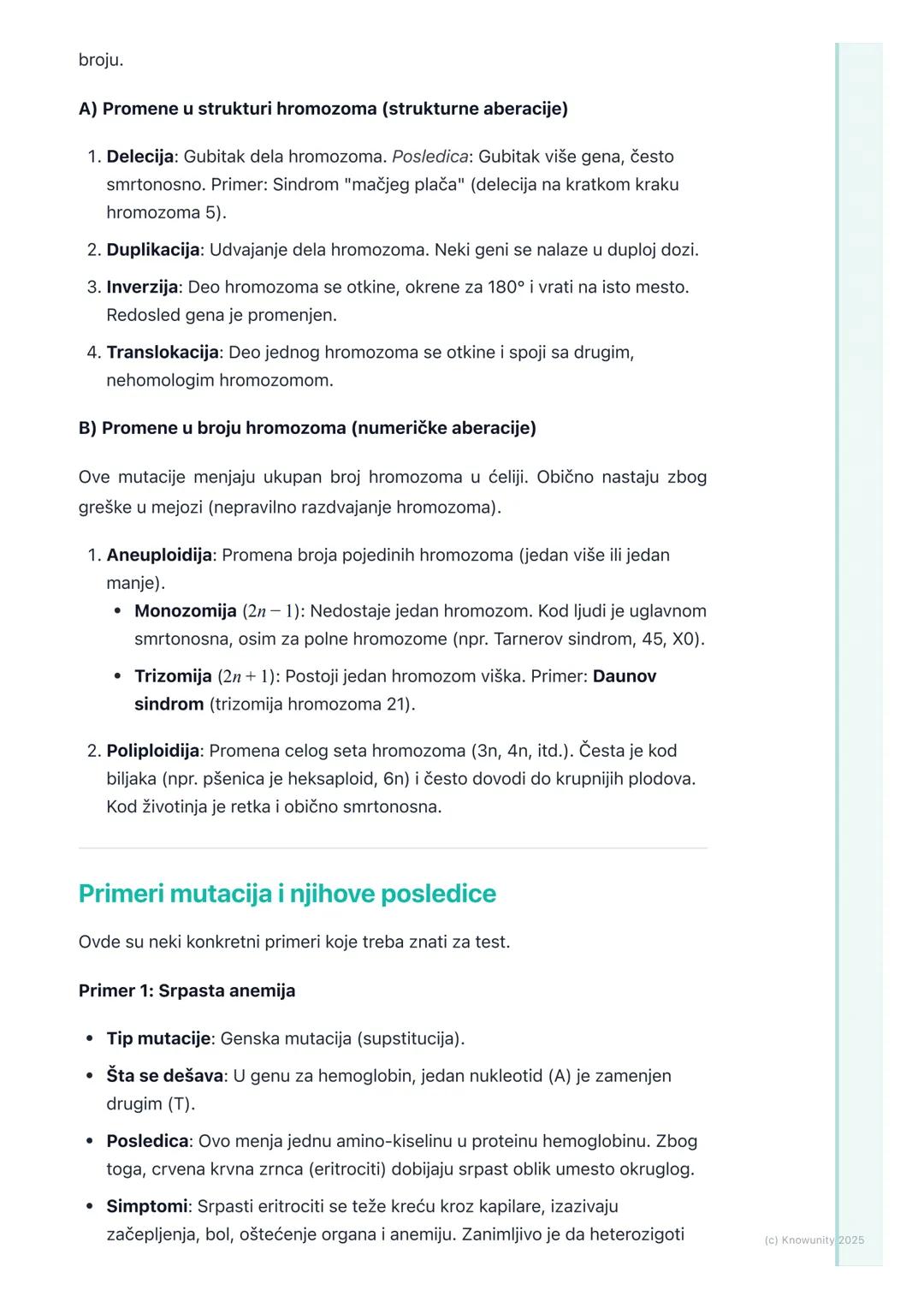 # Mutacije

## Šta su mutacije?

Mutacije su trajne promene u genetičkom materijalu (DNK) ćelije. One mogu
nastati spontano (greške pri kopi
