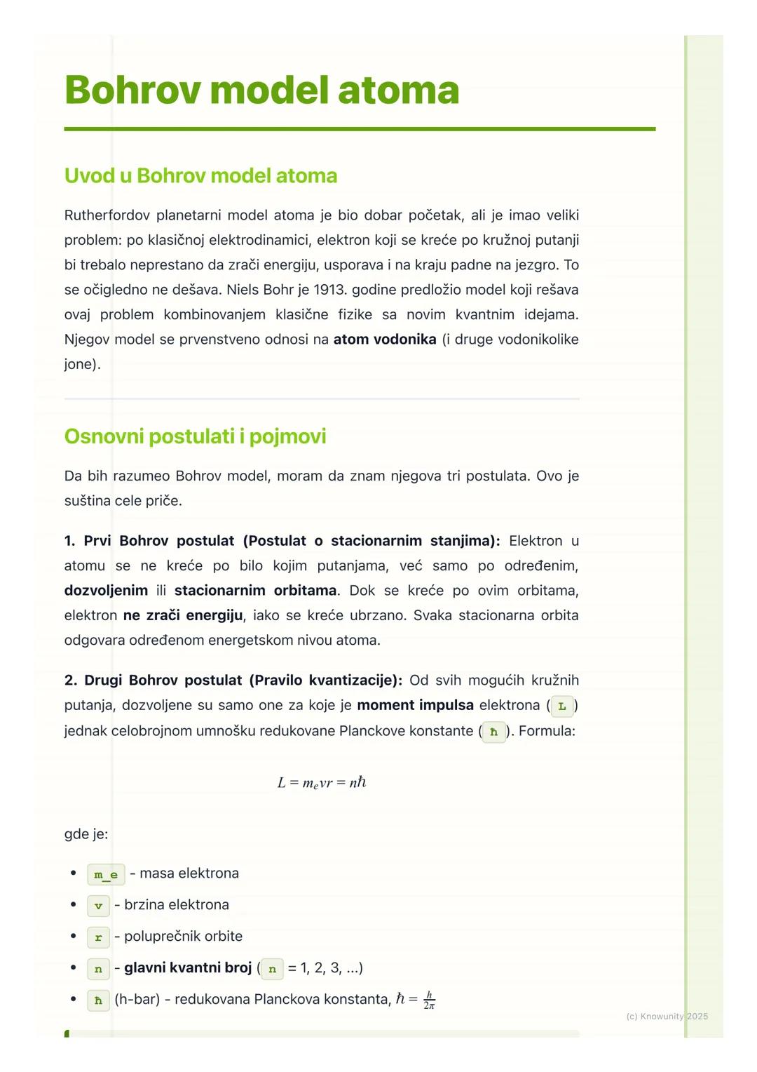 # Bohrov model atoma

Uvod u Bohrov model atoma

Rutherfordov planetarni model atoma je bio dobar početak, ali je imao veliki
problem: po kl