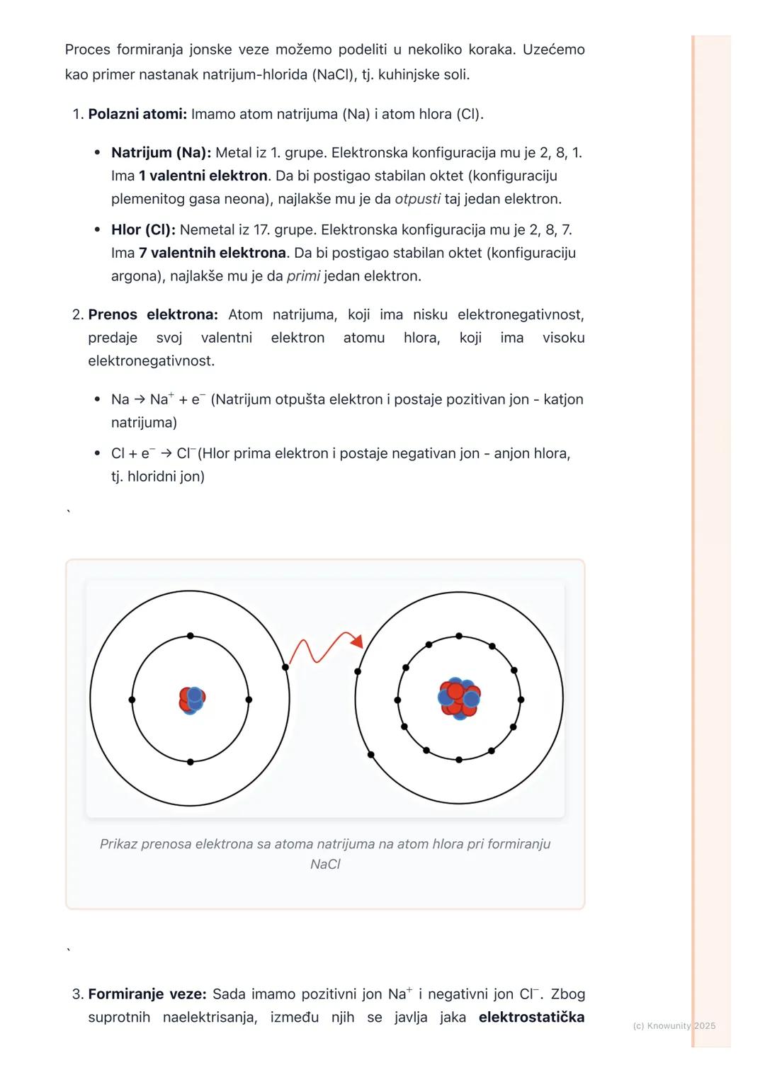 # Jonska veza

## Uvod u jonsku vezu

Jonska veza je jedan od osnovnih tipova hemijskih veza. Nastaje između atoma
metala i atoma nemetala. 