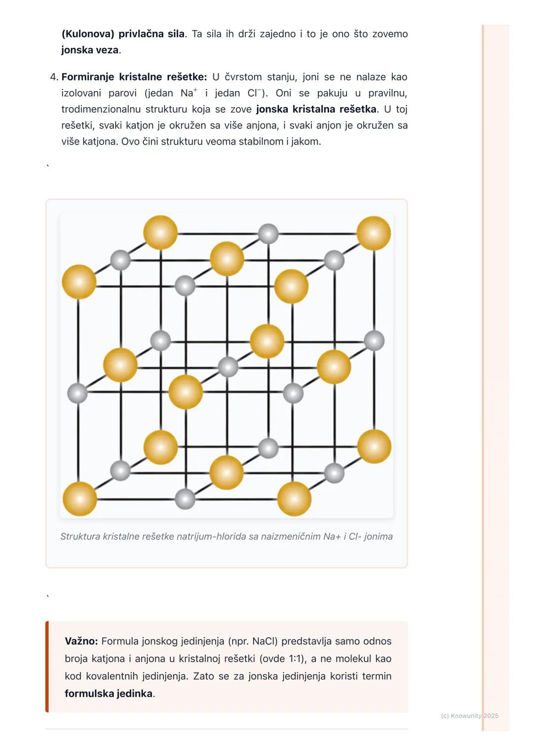 # Jonska veza

## Uvod u jonsku vezu

Jonska veza je jedan od osnovnih tipova hemijskih veza. Nastaje između atoma
metala i atoma nemetala. 