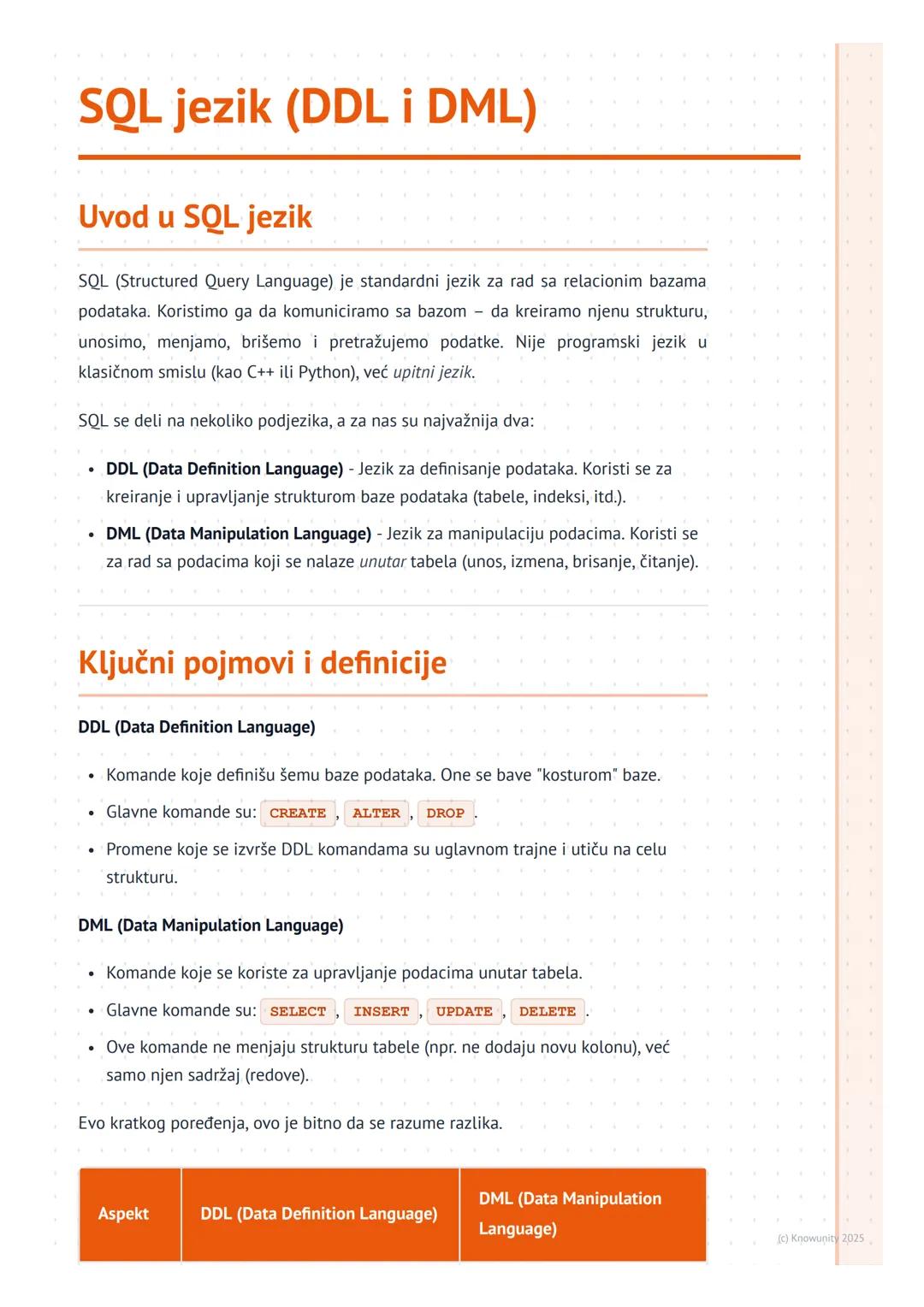 SQL jezik (DDL i DML)