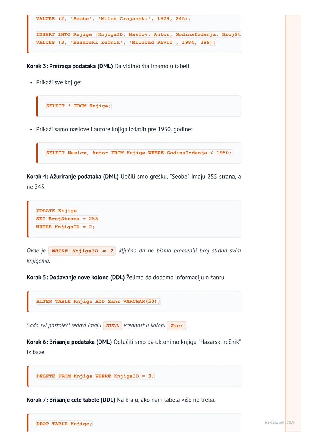 # SQL jezik (DDL i DML)

Uvod u SQL jezik

SQL (Structured Query Language) je standardni jezik za rad sa relacionim bazama
podataka. Koristi