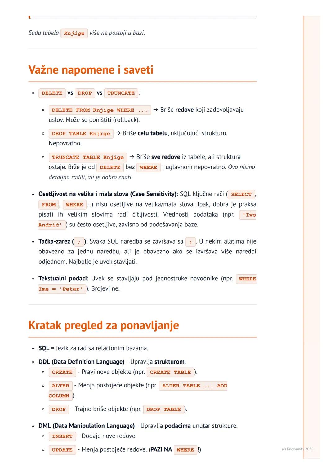 # SQL jezik (DDL i DML)

Uvod u SQL jezik

SQL (Structured Query Language) je standardni jezik za rad sa relacionim bazama
podataka. Koristi