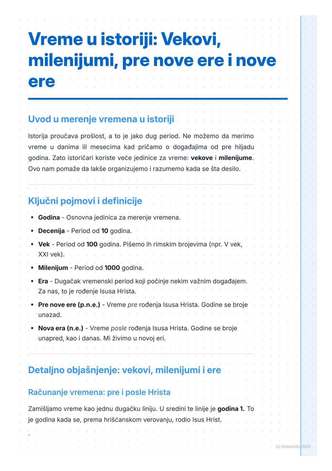 Vreme u istoriji: Vekovi, milenijumi, pre nove ere i nove ere