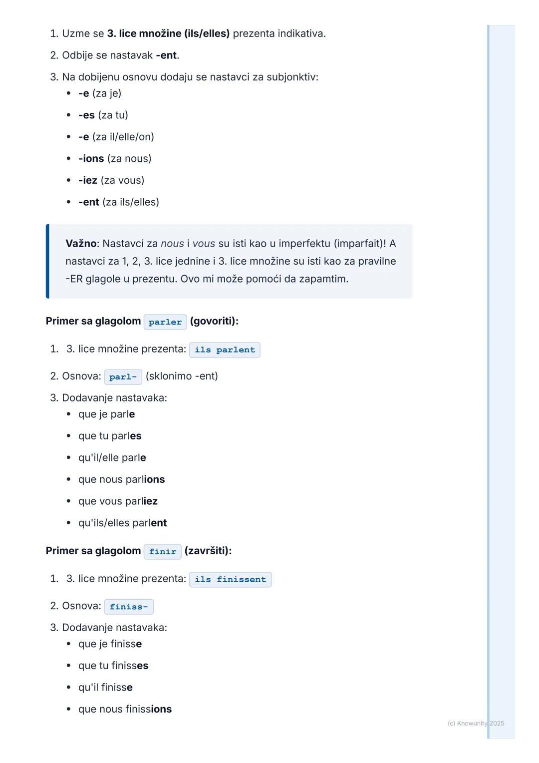 # Subjonktiv (Subjunctive Mood)

Uvod u subjonktiv

Subjonktiv (le subjonctif) nije vreme, već glagolski način. To je ključna
razlika u odno