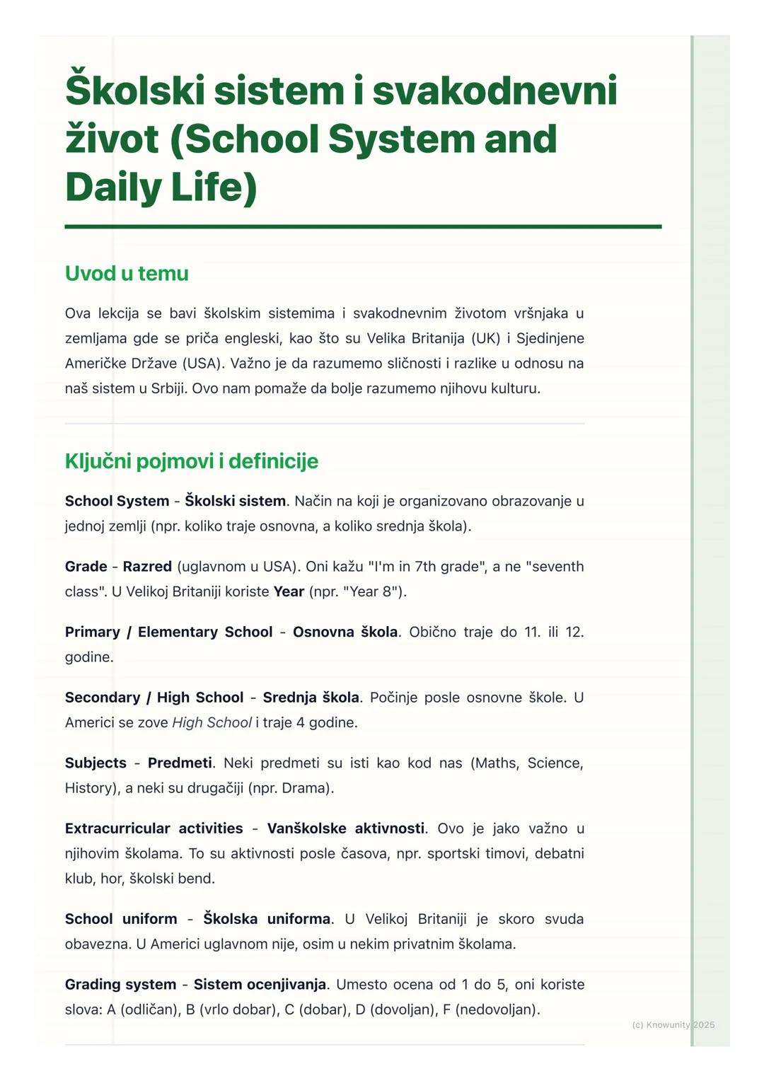 # Školski sistem i svakodnevni
život (School System and
Daily Life)

Uvod u temu

Ova lekcija se bavi školskim sistemima i svakodnevnim živo