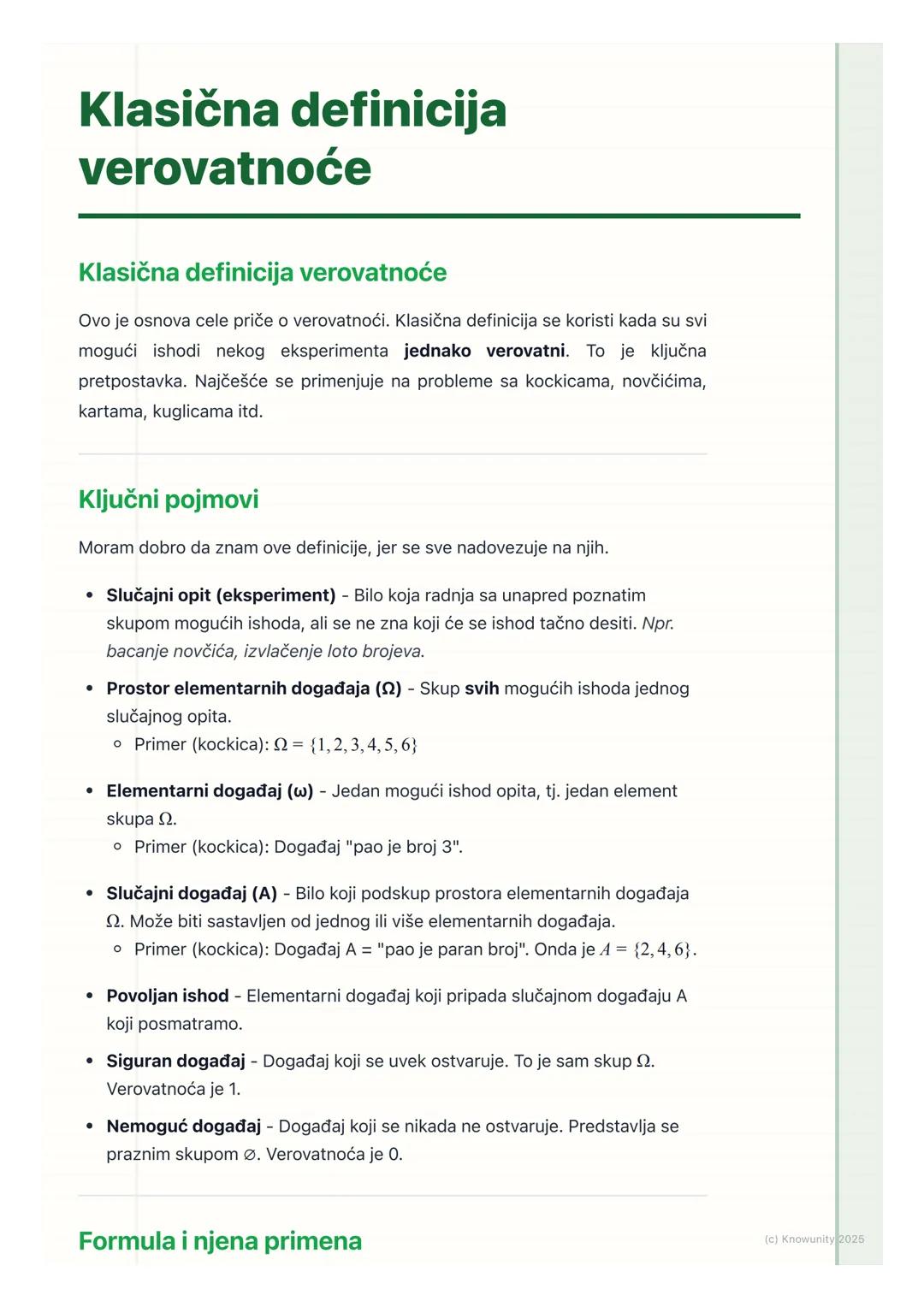 # Klasična definicija
verovatnoće

Klasična definicija verovatnoće

Ovo je osnova cele priče o verovatnoći. Klasična definicija se koristi k