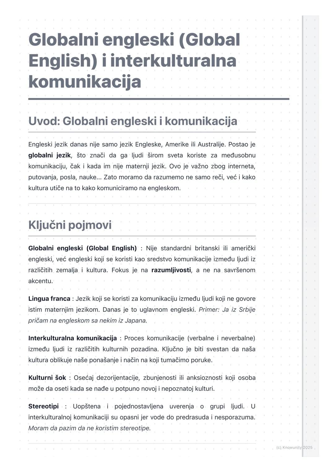 # Globalni engleski (Global
English) i interkulturalna
komunikacija

Uvod: Globalni engleski i komunikacija

Engleski jezik danas nije samo 