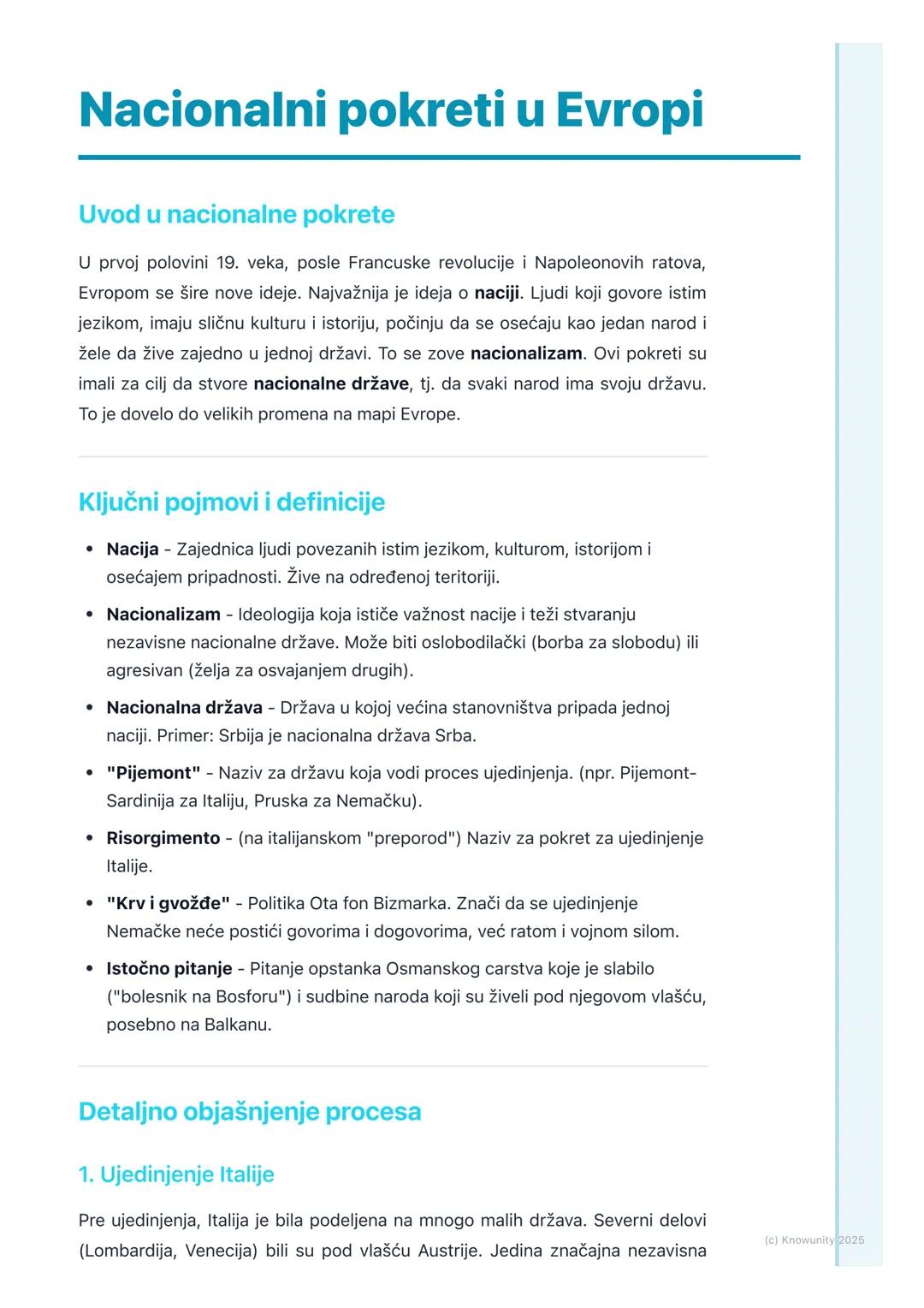 # Nacionalni pokreti u Evropi

Uvod u nacionalne pokrete

U prvoj polovini 19. veka, posle Francuske revolucije i Napoleonovih ratova,
Evrop