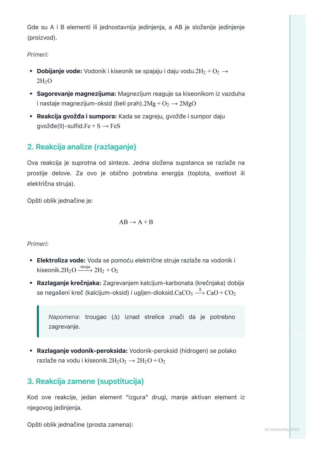 # Vrste hemijskih reakcija

Uvod u vrste hemijskih reakcija

Hemijske reakcije se dešavaju svuda oko nas - kad dišemo, kad gori drvo, kad
rđ