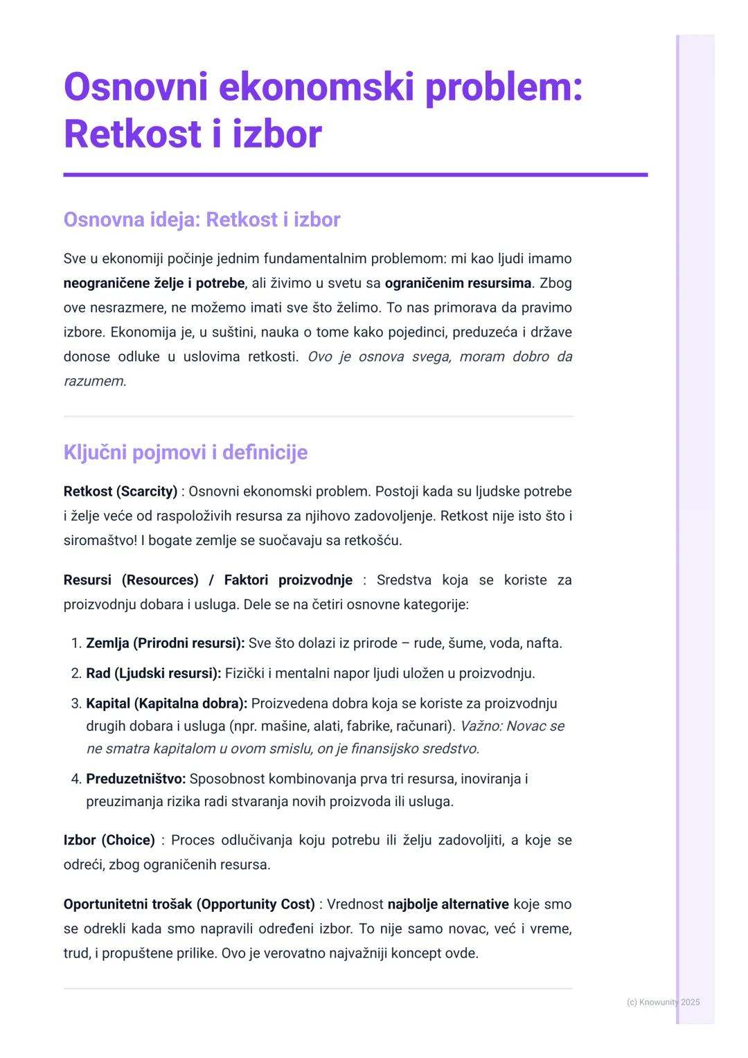 # Osnovni ekonomski problem:
Retkost i izbor

Osnovna ideja: Retkost i izbor

Sve u ekonomiji počinje jednim fundamentalnim problemom: mi ka