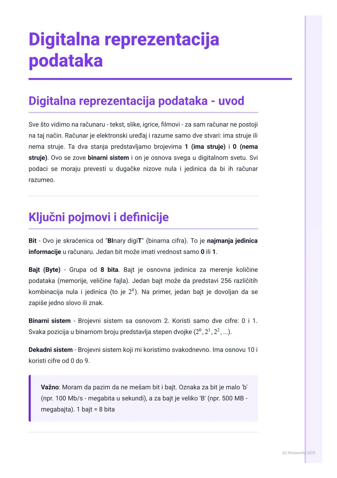 Digitalna reprezentacija podataka
