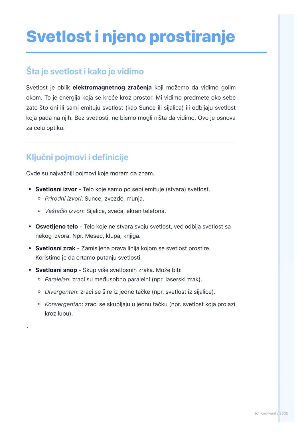 # Svetlost i njeno prostiranje

Šta je svetlost i kako je vidimo

Svetlost je oblik elektromagnetnog zračenja koji možemo da vidimo golim
ok