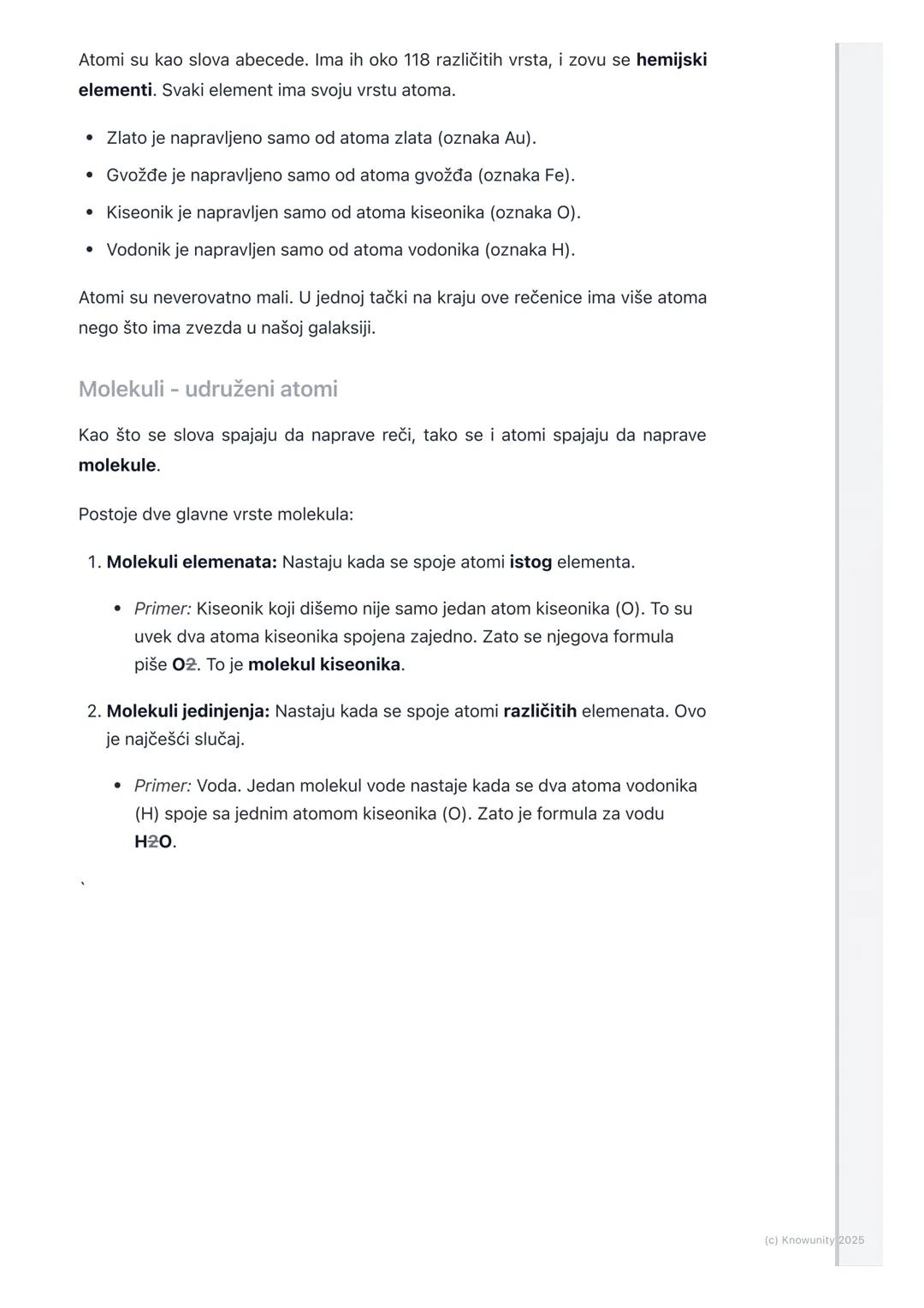 # Molekuli i atomi (osnovni
pojmovi)

Uvod u čestice

Sve oko nas sto, knjiga, voda, čak i vazduh koji dišemo zove se materija.
Izgleda kao 