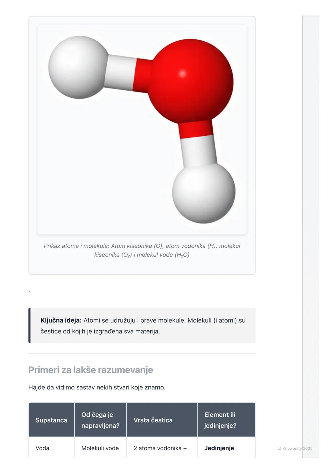 # Molekuli i atomi (osnovni
pojmovi)

Uvod u čestice

Sve oko nas sto, knjiga, voda, čak i vazduh koji dišemo zove se materija.
Izgleda kao 