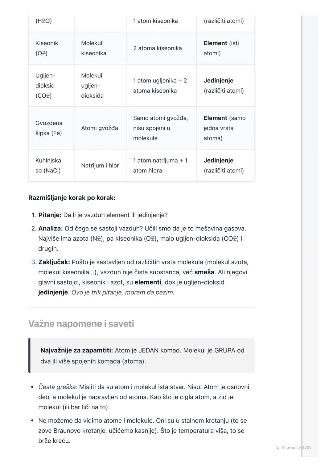 # Molekuli i atomi (osnovni
pojmovi)

Uvod u čestice

Sve oko nas sto, knjiga, voda, čak i vazduh koji dišemo zove se materija.
Izgleda kao 