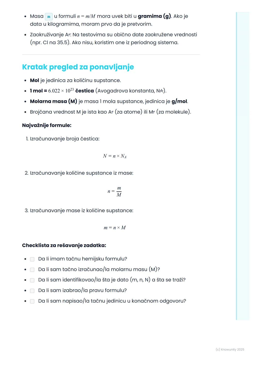 # Mol i molarna masa

Uvod u mol

Atomi i molekuli su previše mali da bismo ih brojali pojedinačno. Zato su
hemičari uveli posebnu jedinicu 