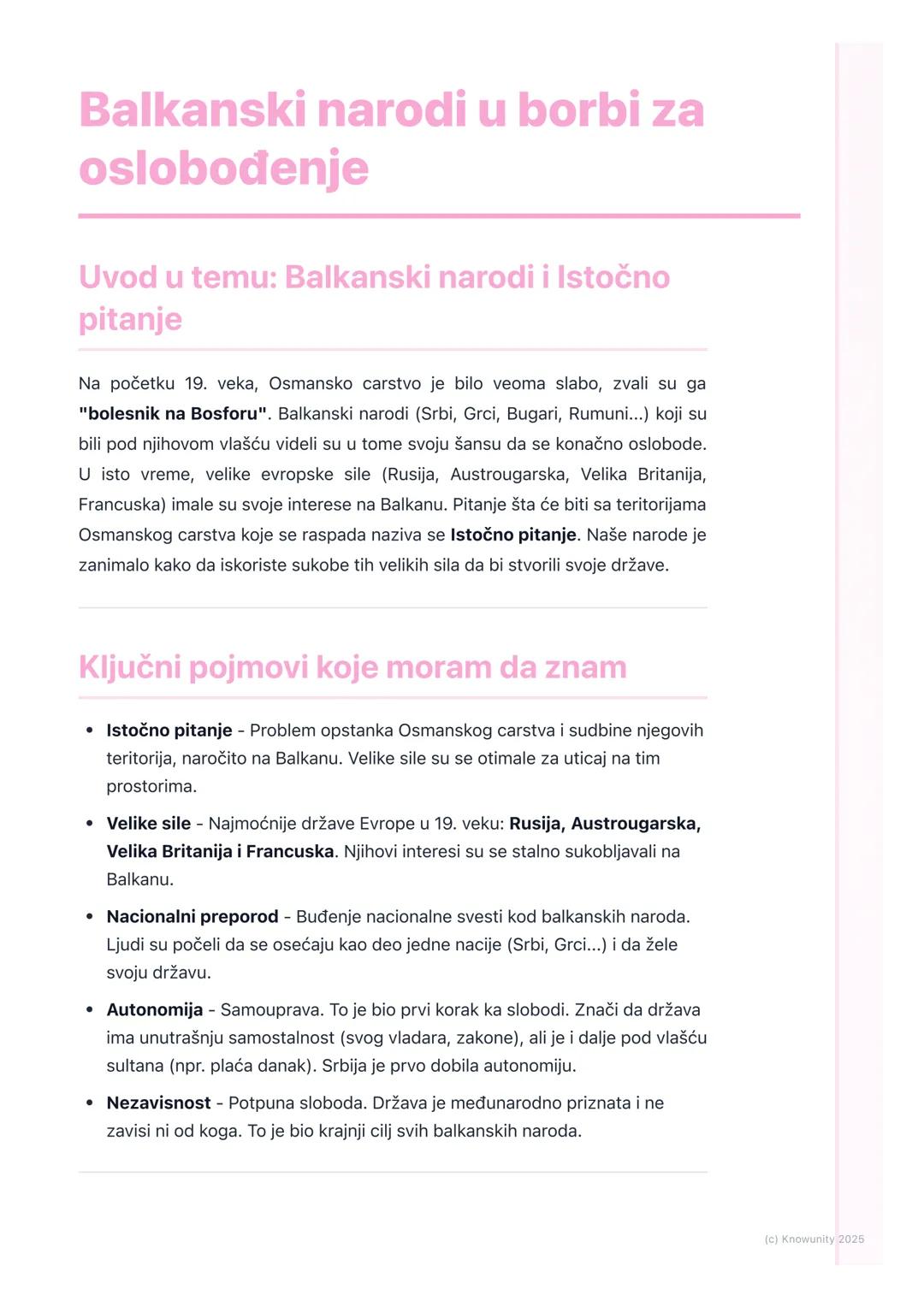 # Balkanski narodi u borbi za
oslobođenje

Uvod u temu: Balkanski narodi i Istočno
pitanje

Na početku 19. veka, Osmansko carstvo je bilo ve