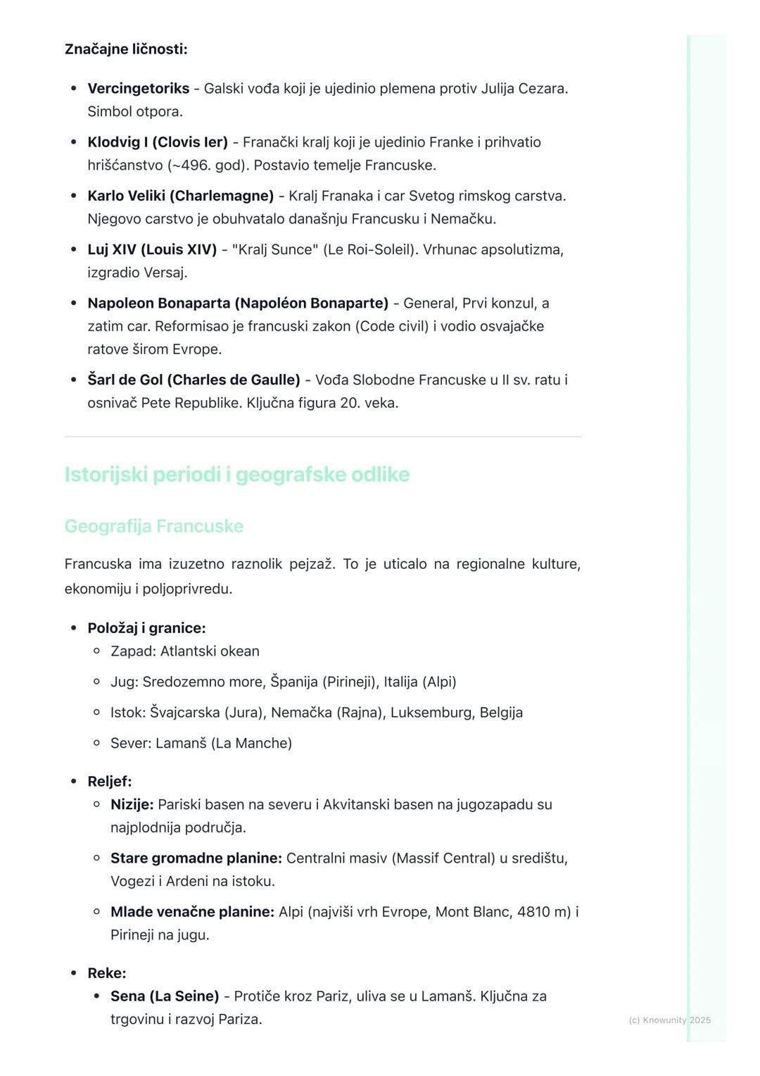 # Istorija i Geografija Francuske

Uvodni pregled.

Istorija i geografija Francuske su neraskidivo povezane. Geografski položaj, sa
izlaskom