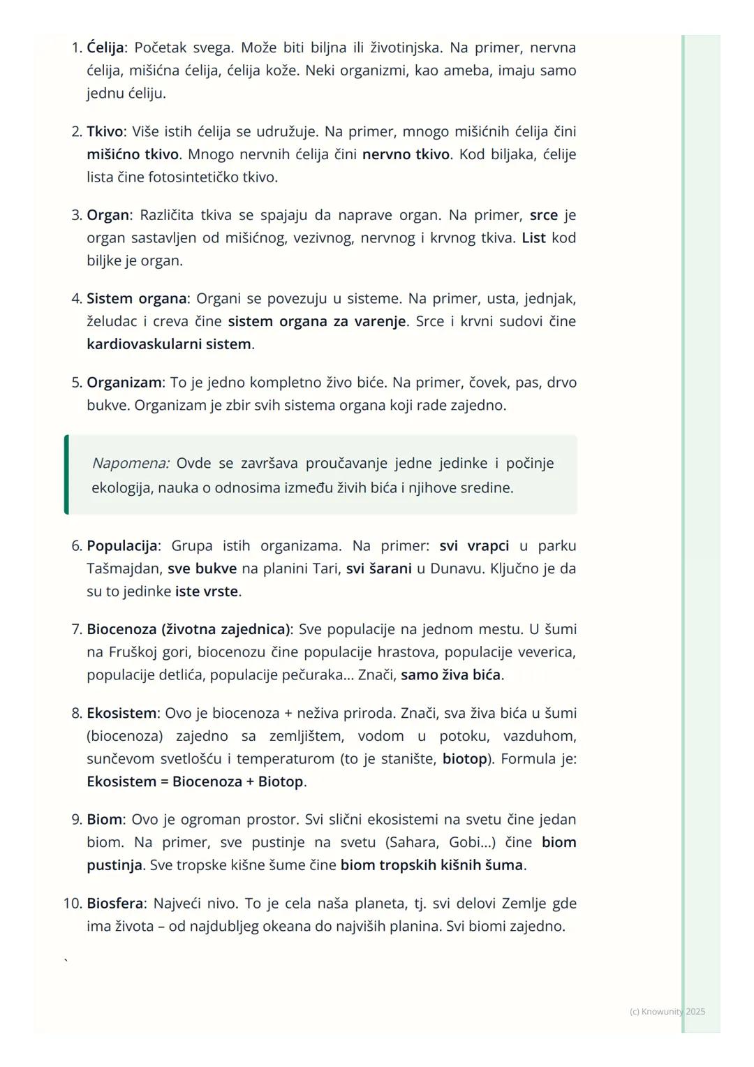 # Nivoi organizacije živog sveta

Uvodni deo

Sva živa bića u prirodi, od najmanje bakterije do najvećeg drveta, imaju neku
svoju organizaci