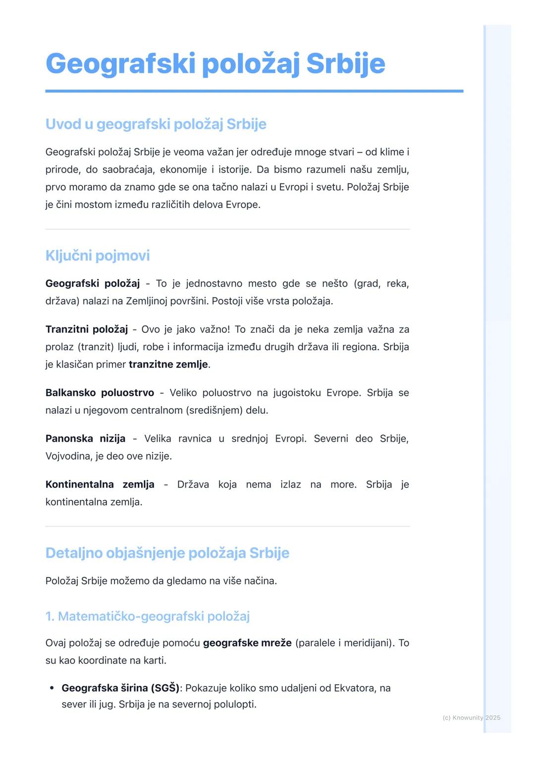 # Geografski položaj Srbije

Uvod u geografski položaj Srbije

Geografski položaj Srbije je veoma važan jer određuje mnoge stvari - od klime