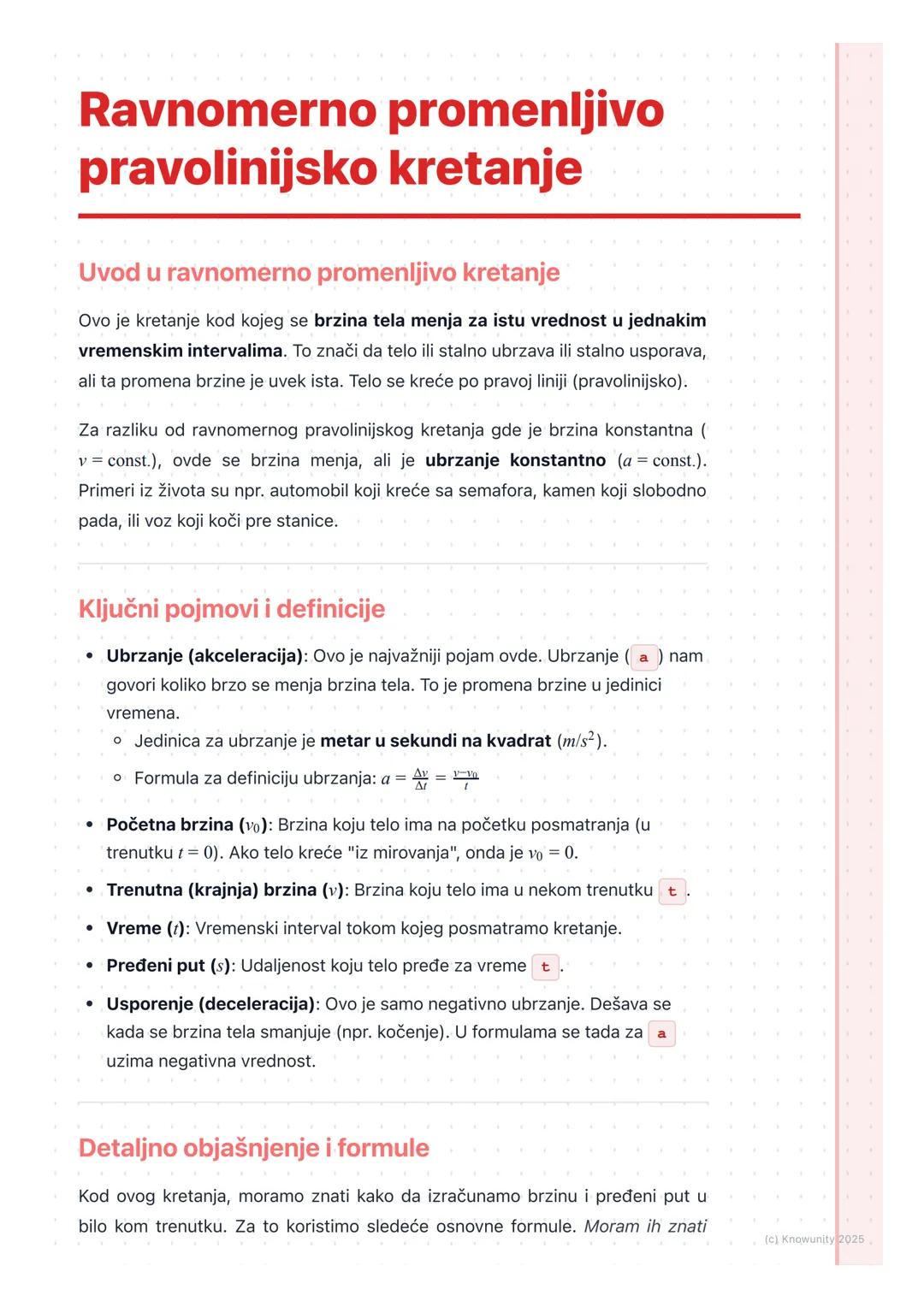 Ravnomerno promenljivo pravolinijsko kretanje