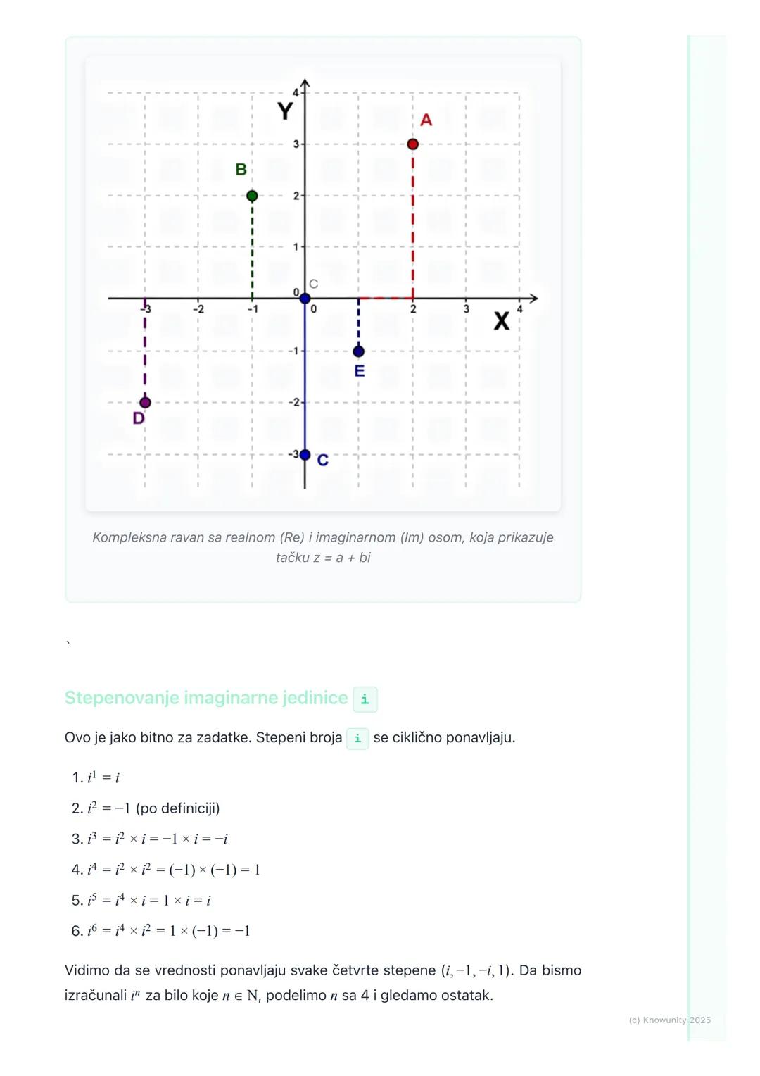 # Pojam imaginarne jedinice i
kompleksnog broja

Uvod i motivacija

Do sada smo radili samo sa skupom realnih brojeva (R). U tom skupu, neke
