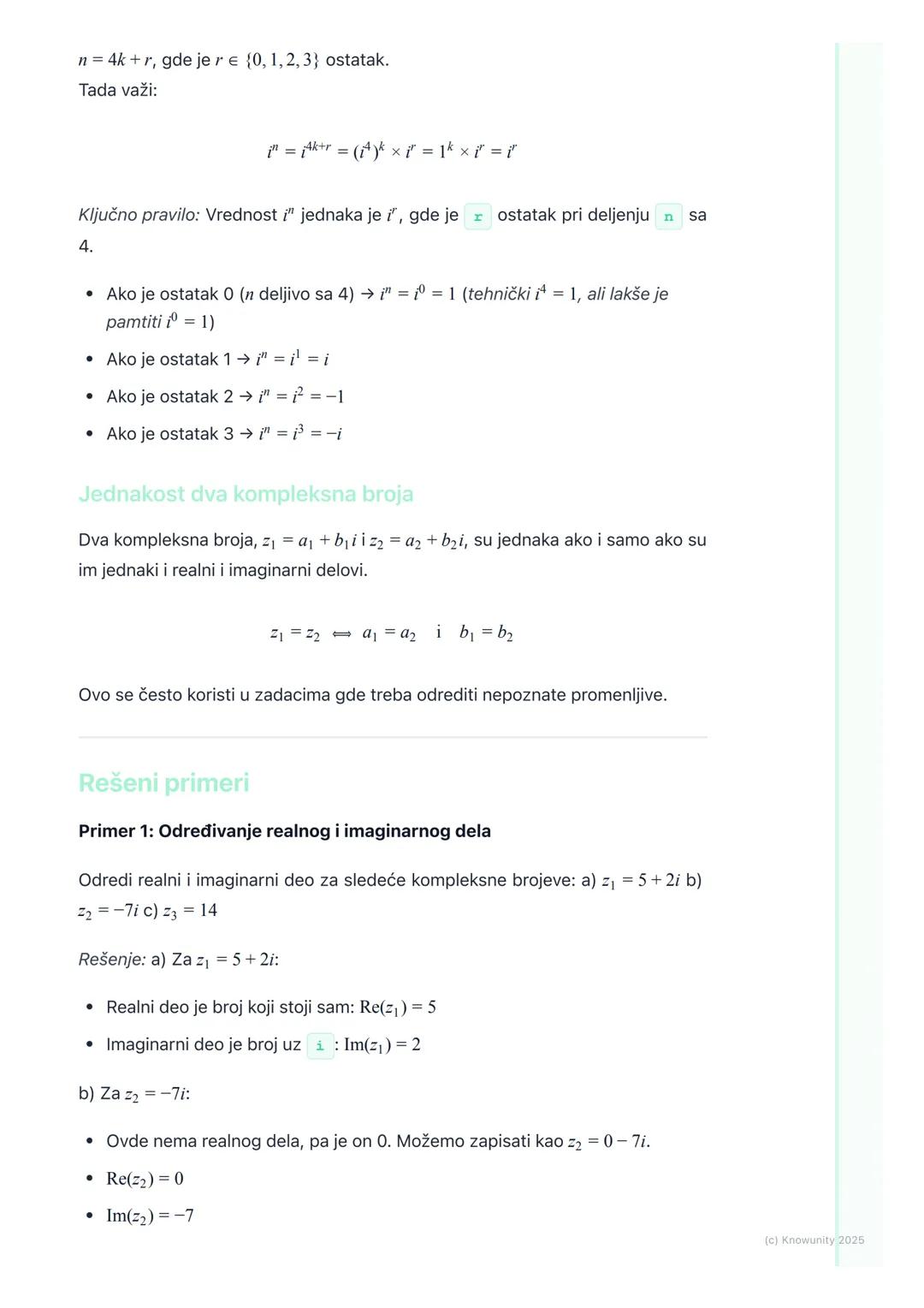 # Pojam imaginarne jedinice i
kompleksnog broja

Uvod i motivacija

Do sada smo radili samo sa skupom realnih brojeva (R). U tom skupu, neke