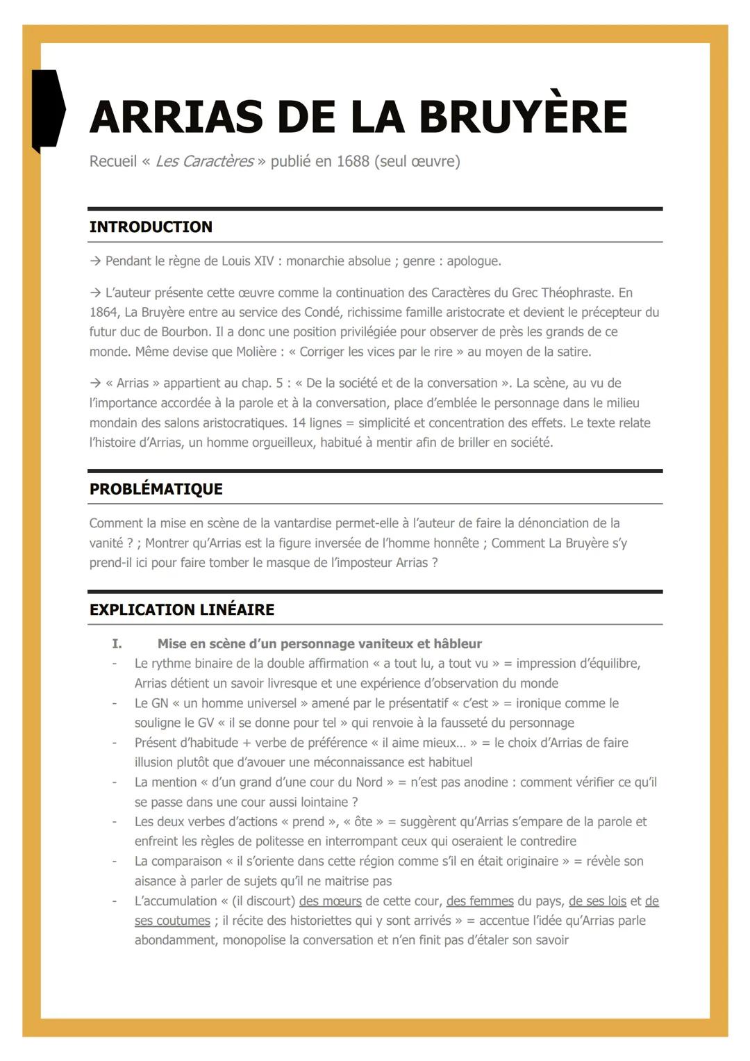 
<p>Recueil "Les Caractères" publié en 1688 (seul œuvre)</p>
<h2 id="introduction">Introduction</h2>
<p>Pendant le règne de Louis XIV, monar