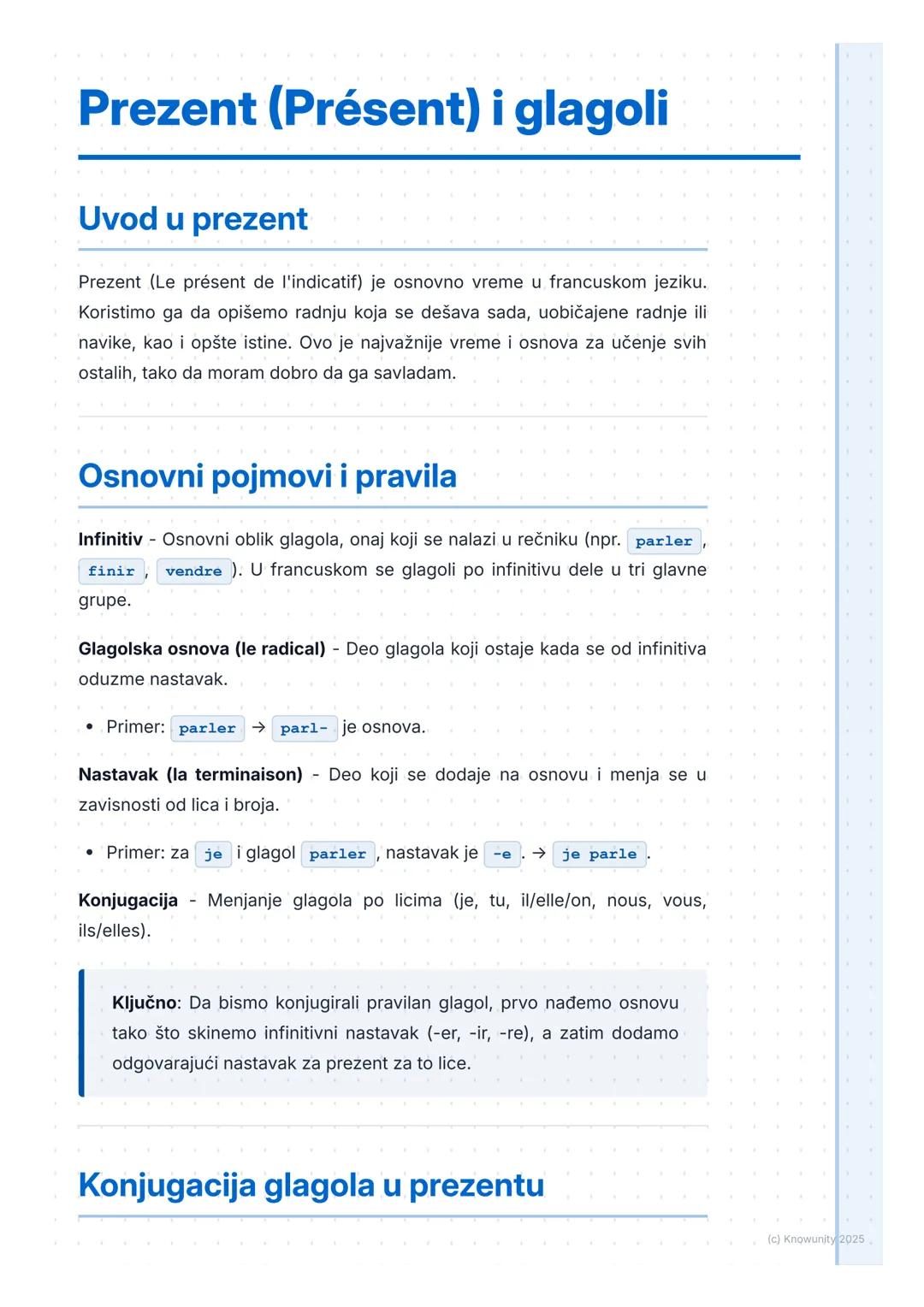 Prezent (Présent) i glagoli