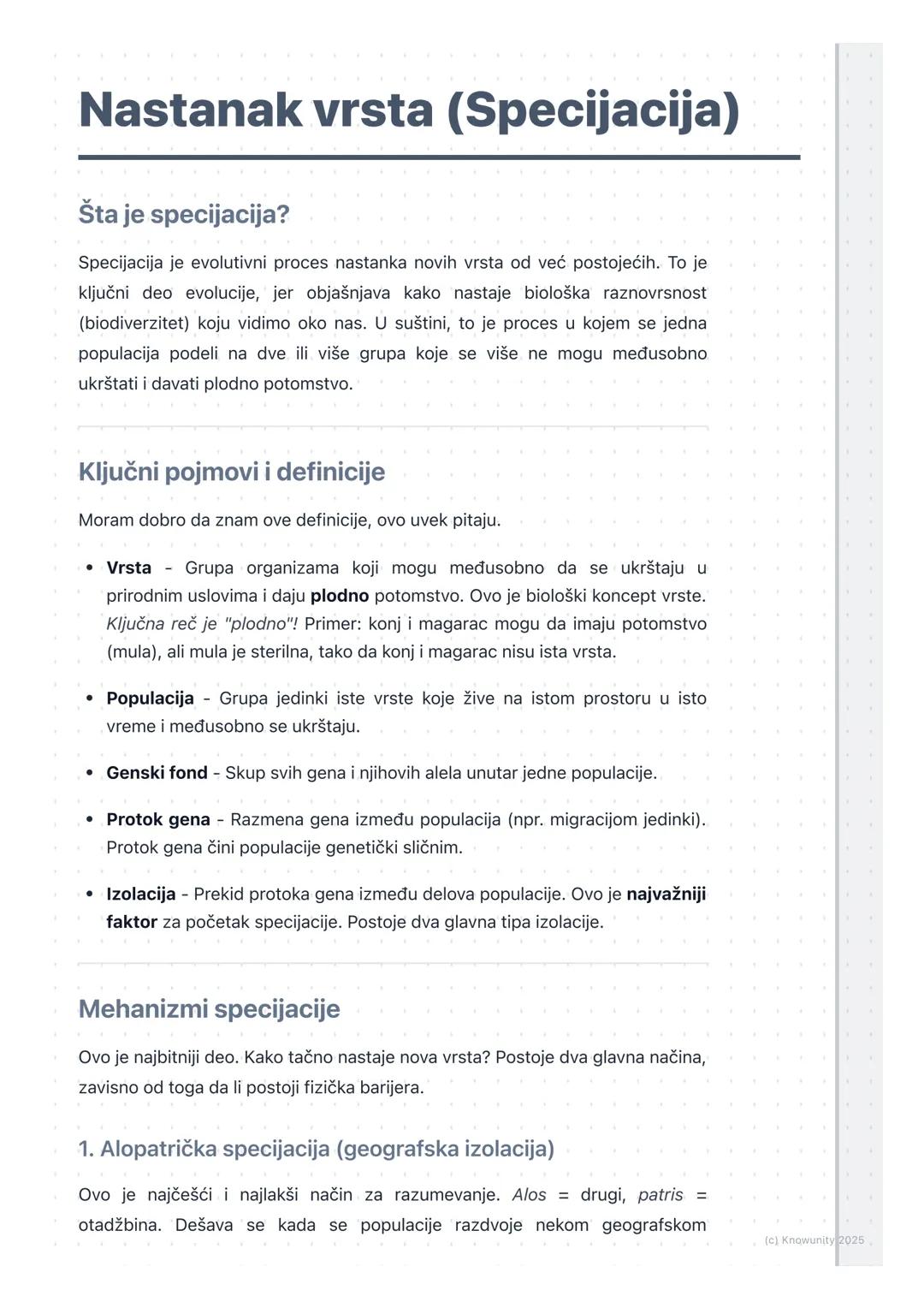 Nastanak vrsta (Specijacija)