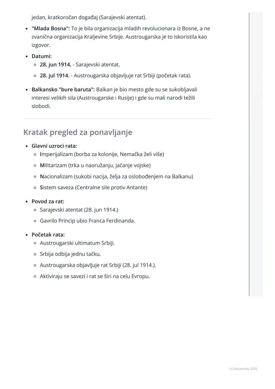 # Uzroci rata i povodi
(Sarajevski atentat)

Uvod u Prvi svetski rat

Prvi svetski rat (zvali su ga i Veliki rat) bio je ogroman sukob koji 