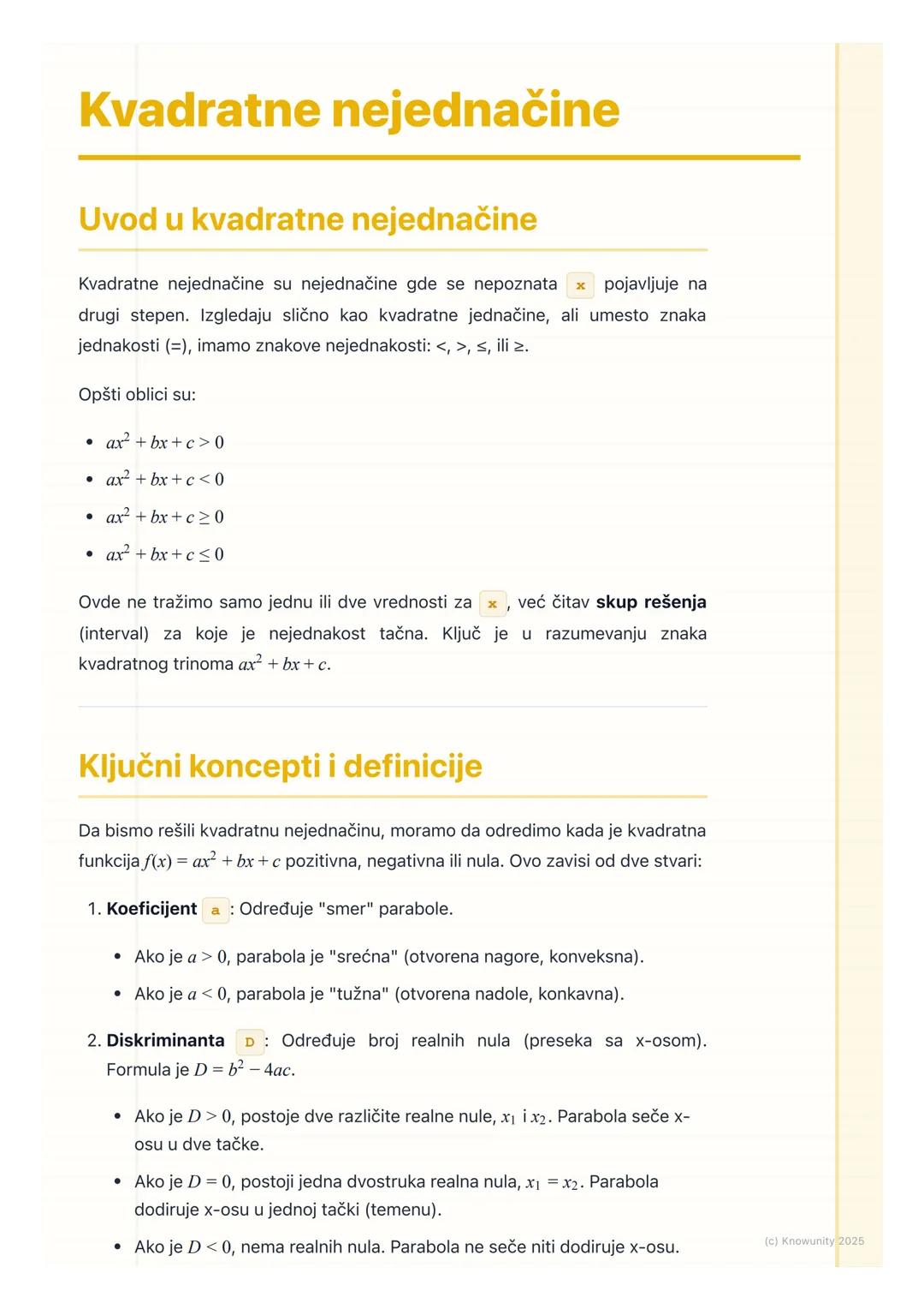 Kvadratne nejednačine