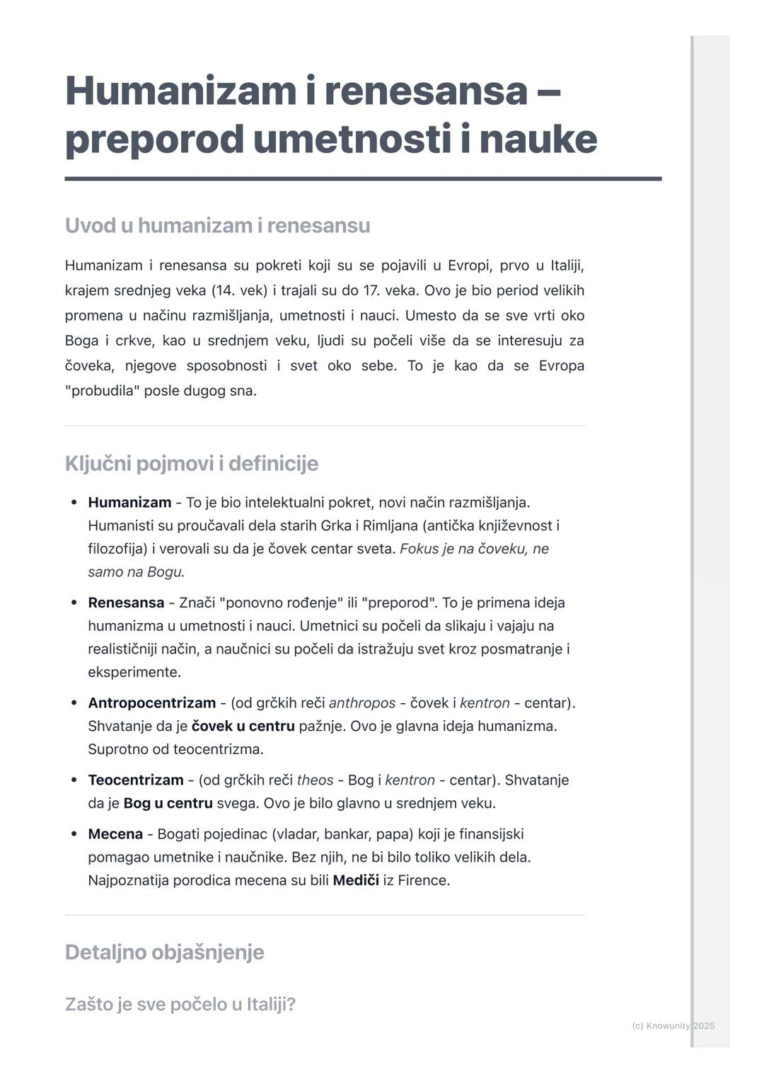 # Humanizam i renesansa –
preporod umetnosti i nauke

Uvod u humanizam i renesansu

Humanizam i renesansa su pokreti koji su se pojavili u E