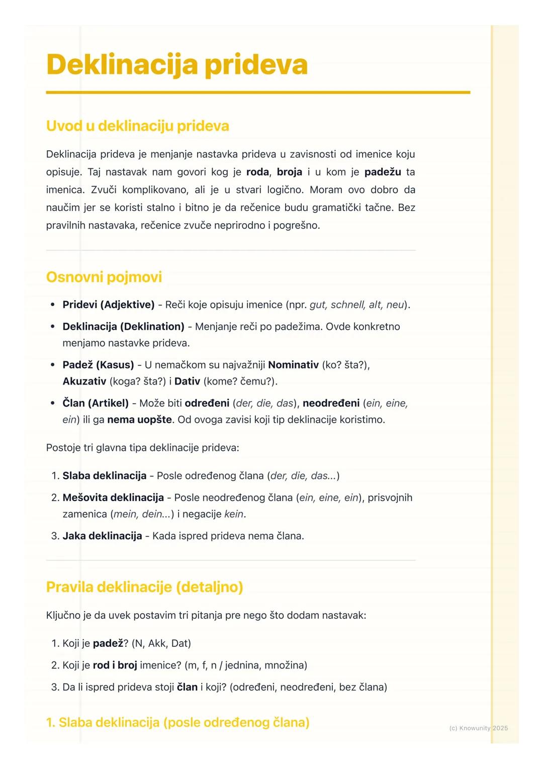 # Deklinacija prideva

Uvod u deklinaciju prideva

Deklinacija prideva je menjanje nastavka prideva u zavisnosti od imenice koju
opisuje. Ta