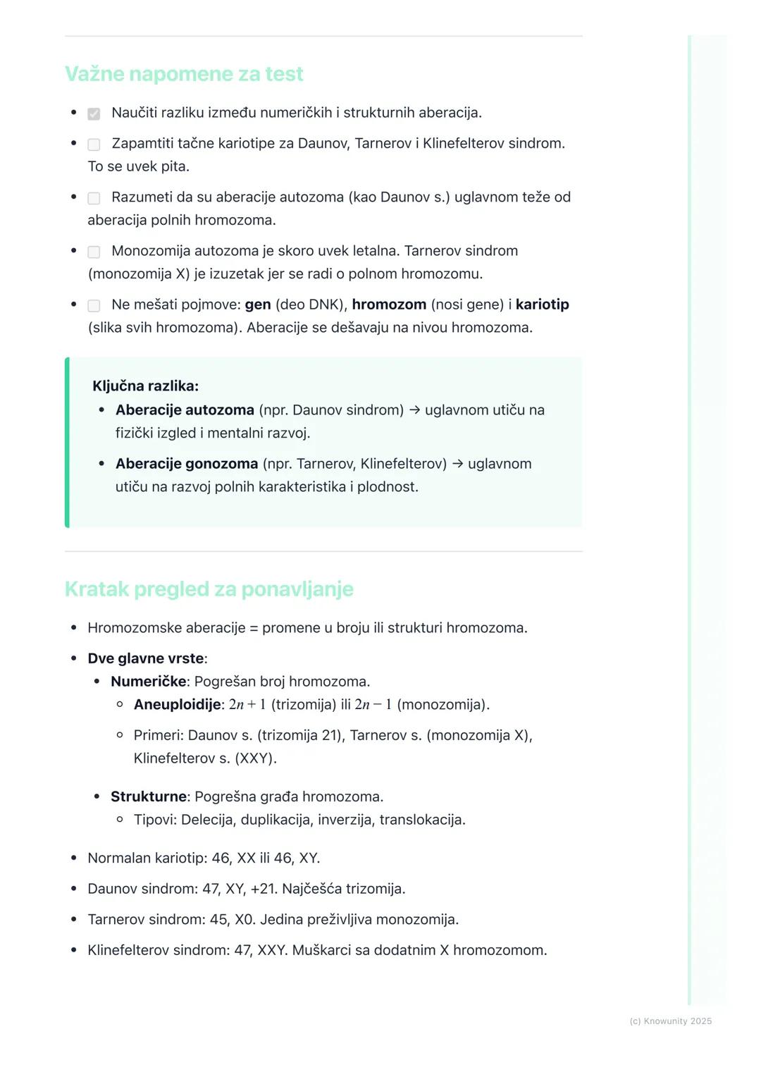 # Hromozomske aberacije

Uvod u hromozomske aberacije

Hromozomske aberacije (ili mutacije) su promene u broju ili strukturi
hromozoma. One 