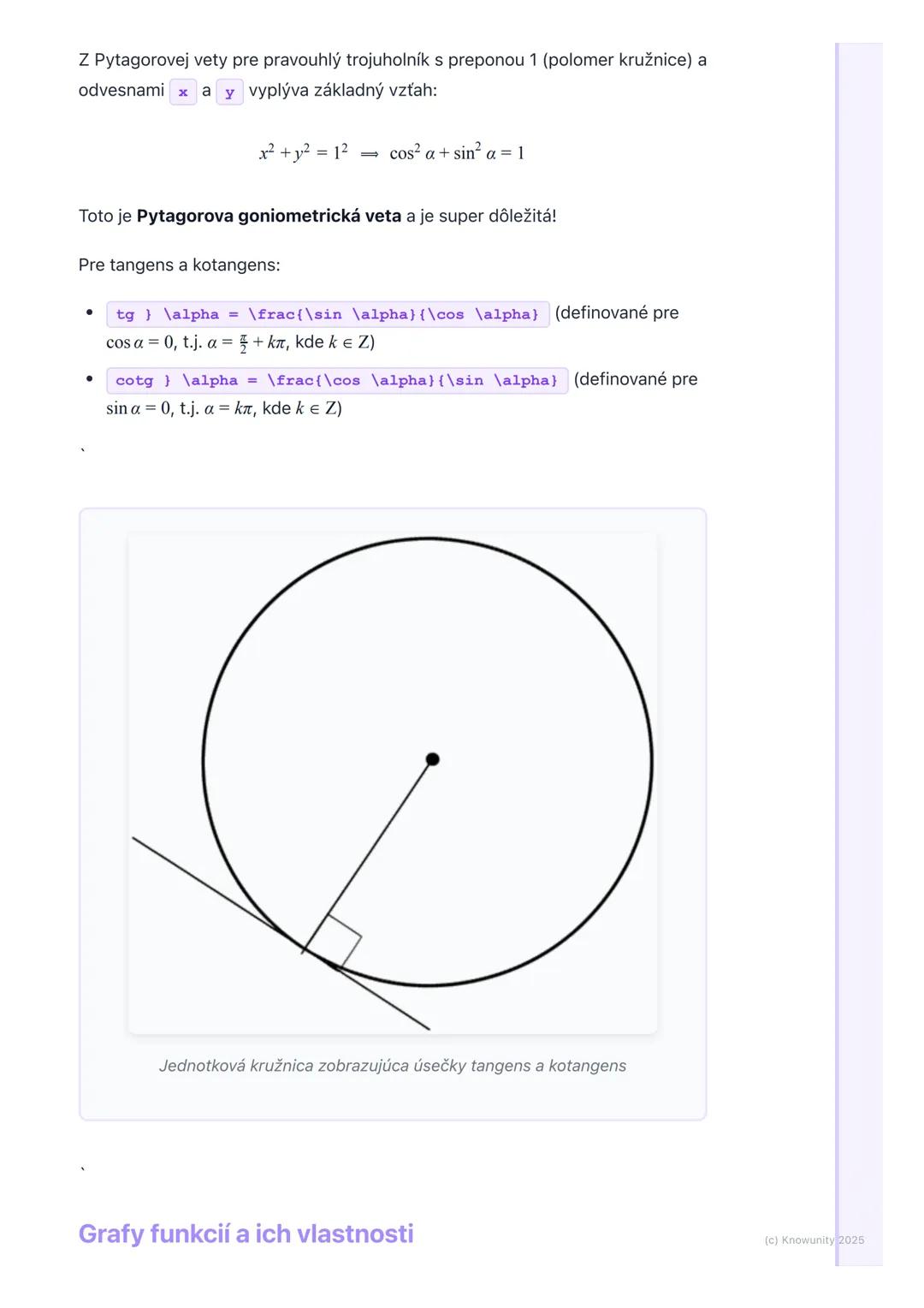 # Goniometrické funkcie

1. Prehľad a úvod

Goniometrické funkcie sú super dôležitá časť matematiky, ktorá sa zaoberá
vzťahmi medzi uhlami a