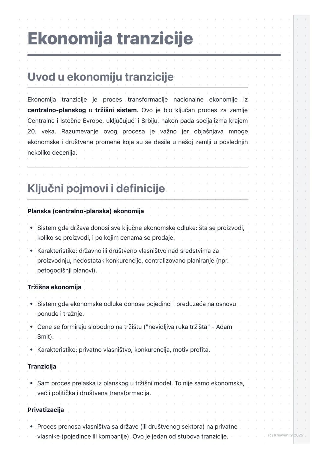 # Ekonomija tranzicije

Uvod u ekonomiju tranzicije

Ekonomija tranzicije je proces transformacije nacionalne ekonomije iz
centralno-plansko