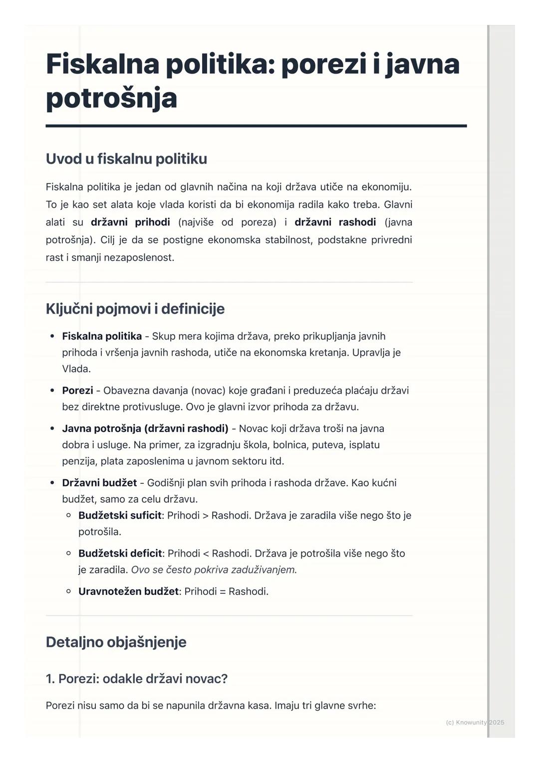 Fiskalna politika: porezi i javna potrošnja