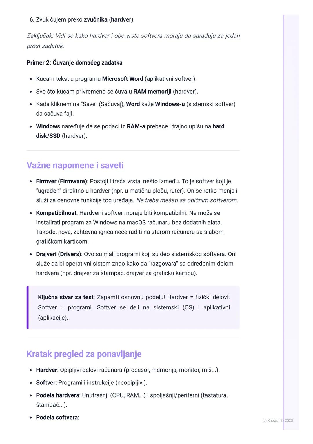 # Hardver i softver

Uvod u hardver i softver

Računar se sastoji iz dva osnovna dela: hardvera i softvera. Najlakše je da
zamislimo da je r