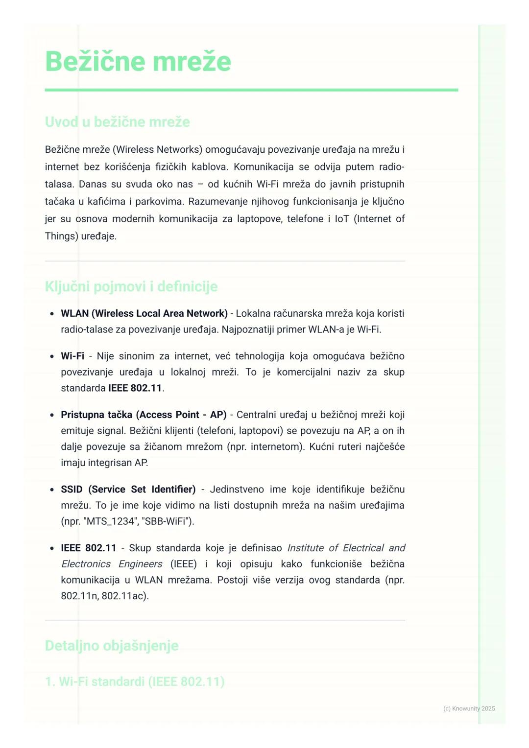 # Bežične mreže

Uvod u bežične mreže

Bežične mreže (Wireless Networks) omogućavaju povezivanje uređaja na mrežu i
internet bez korišćenja 