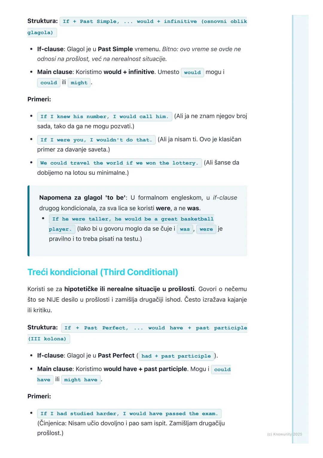 # Kondicionali (Conditionals) –
Tip 2, Tip 3 i Mešoviti

Pregled kondicionala (Tip 2, 3 i mešoviti)

Ovo su "nerealni" kondicionali. Koristi