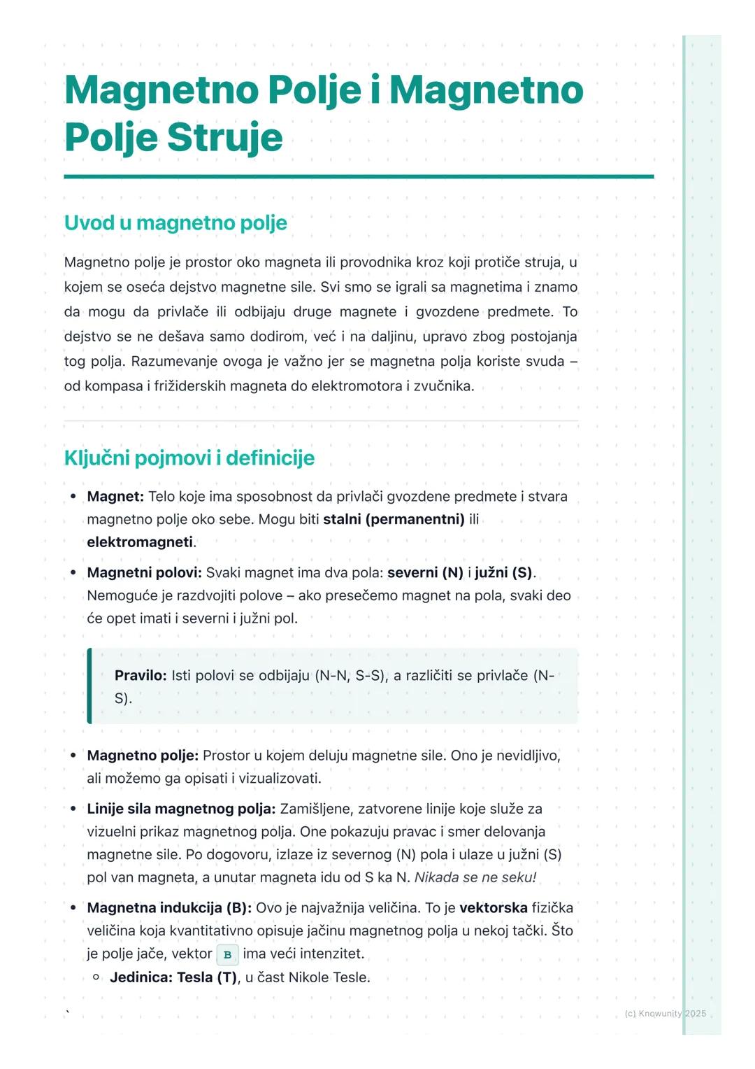 # Magnetno Polje i Magnetno
# Polje Struje

Uvod u magnetno polje

Magnetno polje je prostor oko magneta ili provodnika kroz koji protiče st
