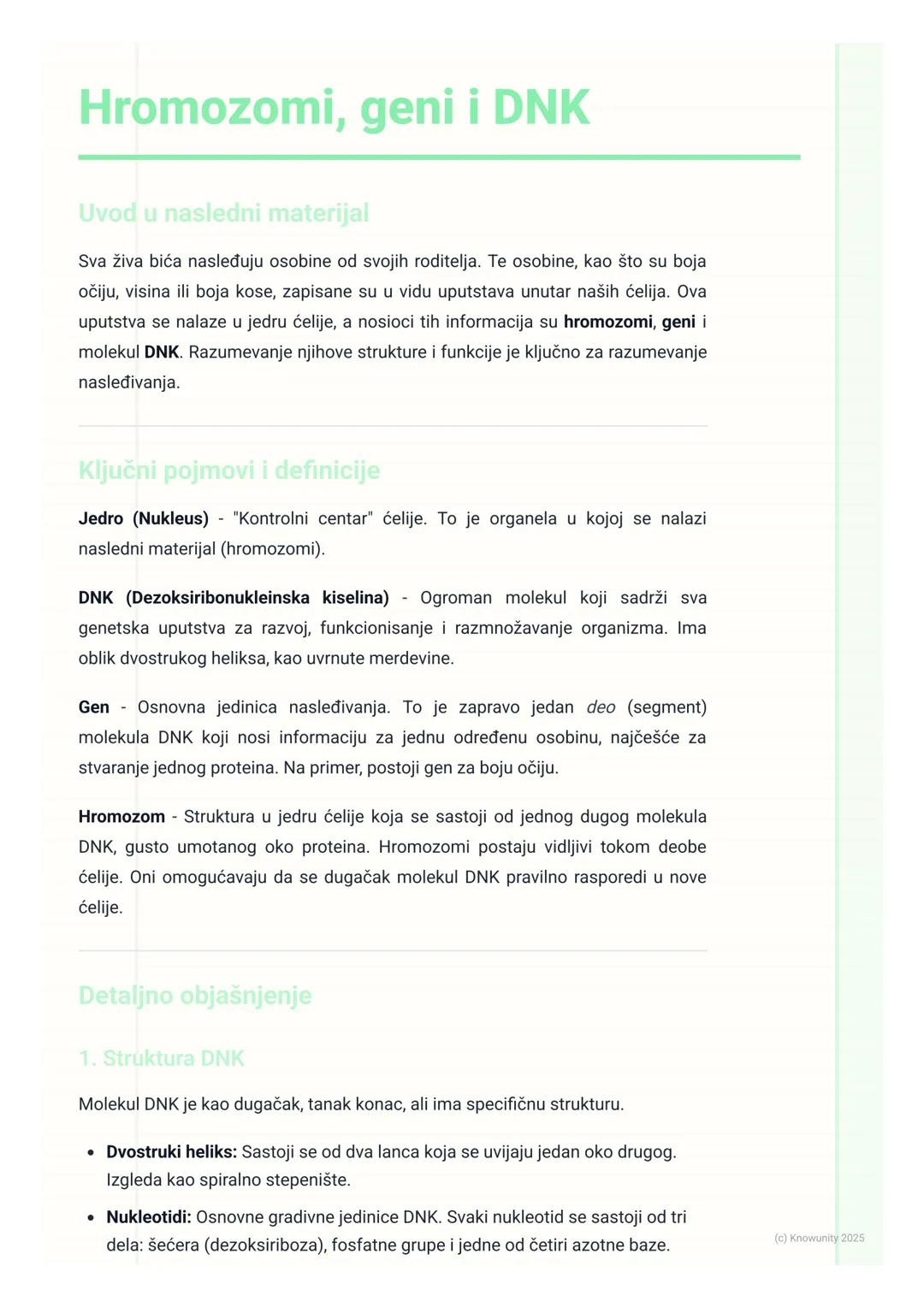 # Hromozomi, geni i DNK

Uvod u nasledni materijal

Sva živa bića nasleđuju osobine od svojih roditelja. Te osobine, kao što su boja
očiju, 