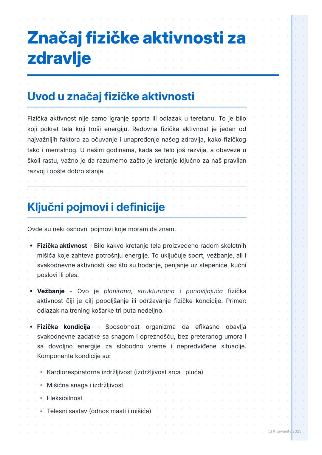 # Značaj fizičke aktivnosti za
zdravlje

Uvod u značaj fizičke aktivnosti

Fizička aktivnost nije samo igranje sporta ili odlazak u teretanu