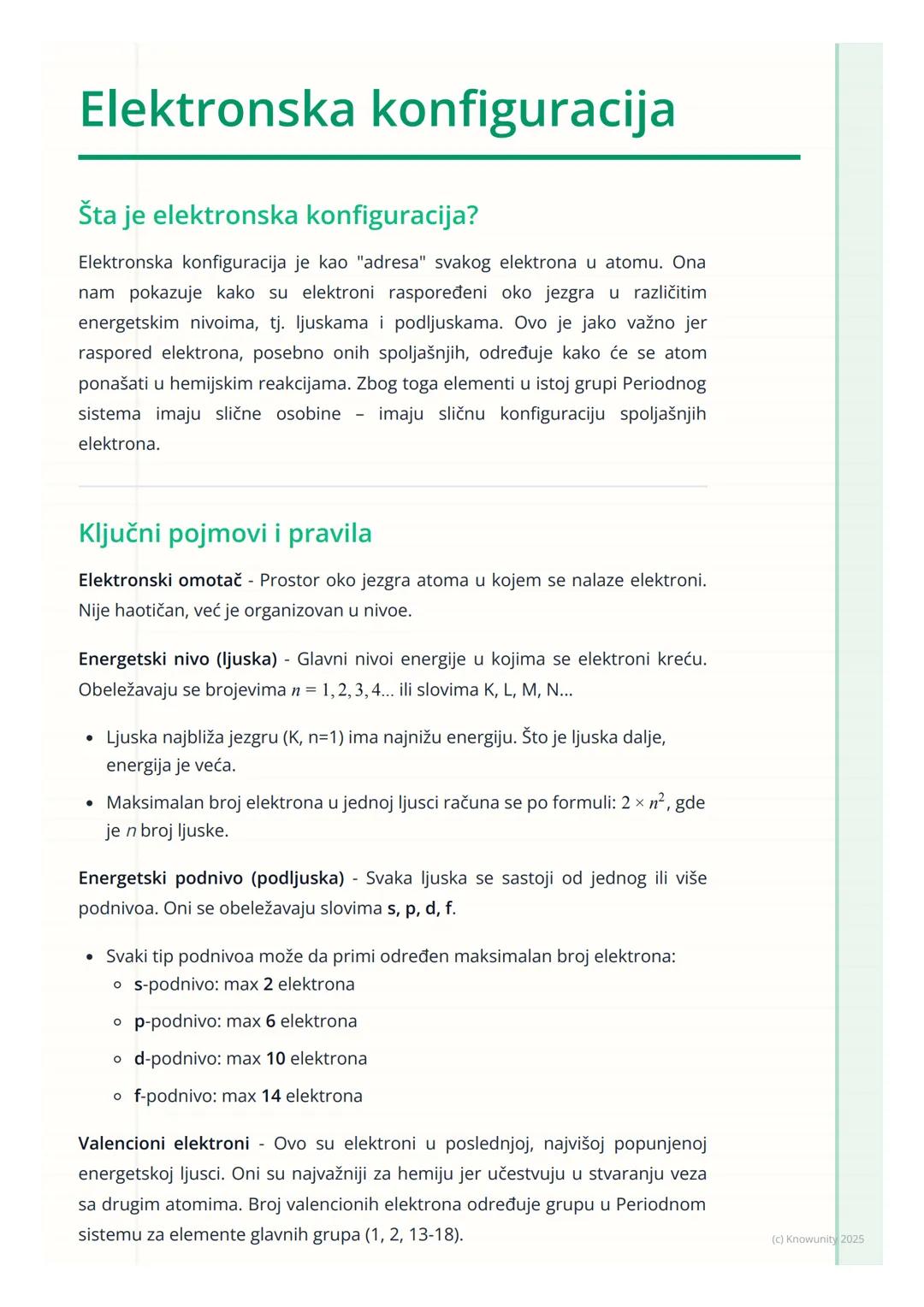 # Elektronska konfiguracija

Šta je elektronska konfiguracija?

Elektronska konfiguracija je kao "adresa" svakog elektrona u atomu. Ona
nam 