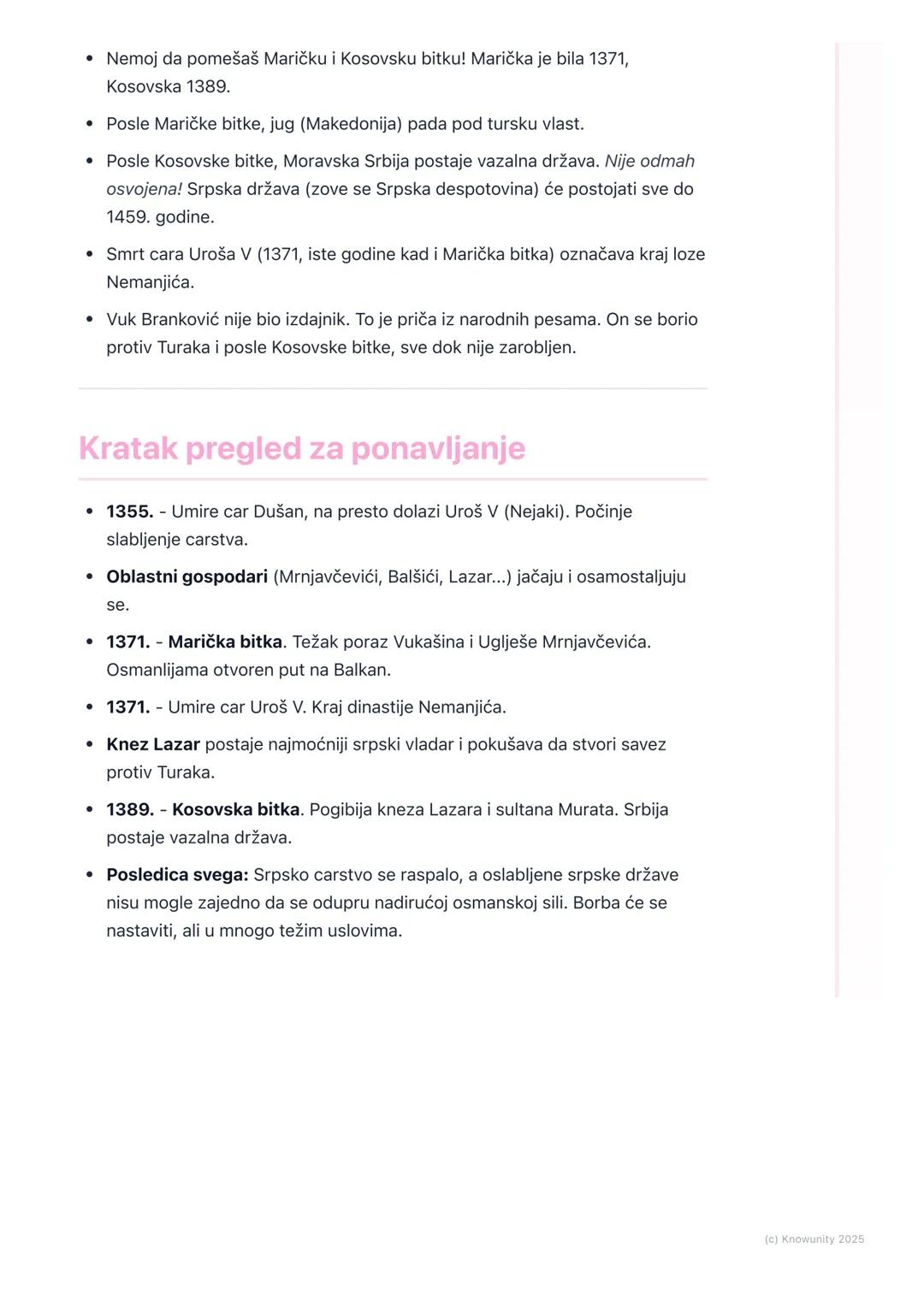 # Slom srpskog carstva i borba
protiv Osmanlija

Uvod u slom carstva

Posle smrti cara Dušana Silnog (1355. godine), ogromno Srpsko carstvo
